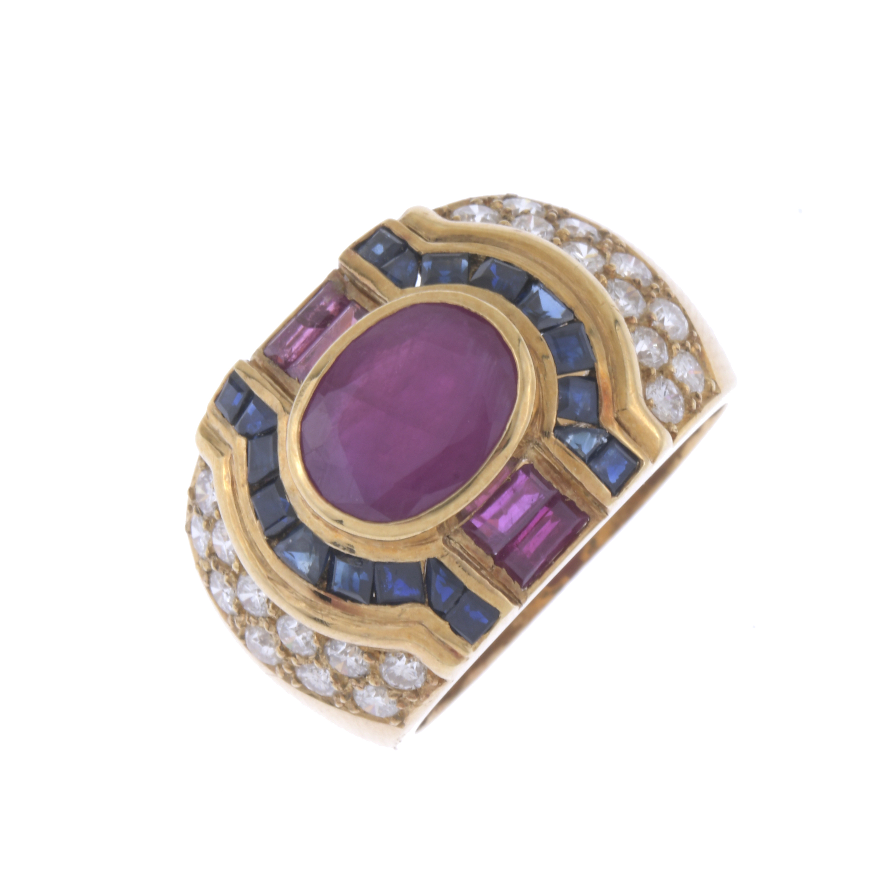 VASAR-LIKE RING WITH GEMSTONES.