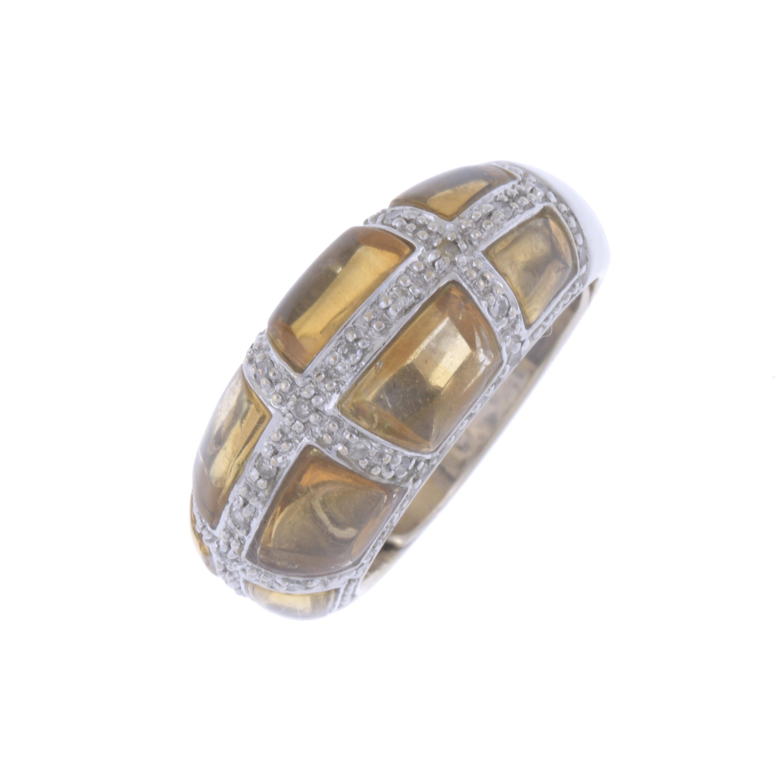 POMELLATO-LIKE RING WITH DIAMONDS AND CITRINES.