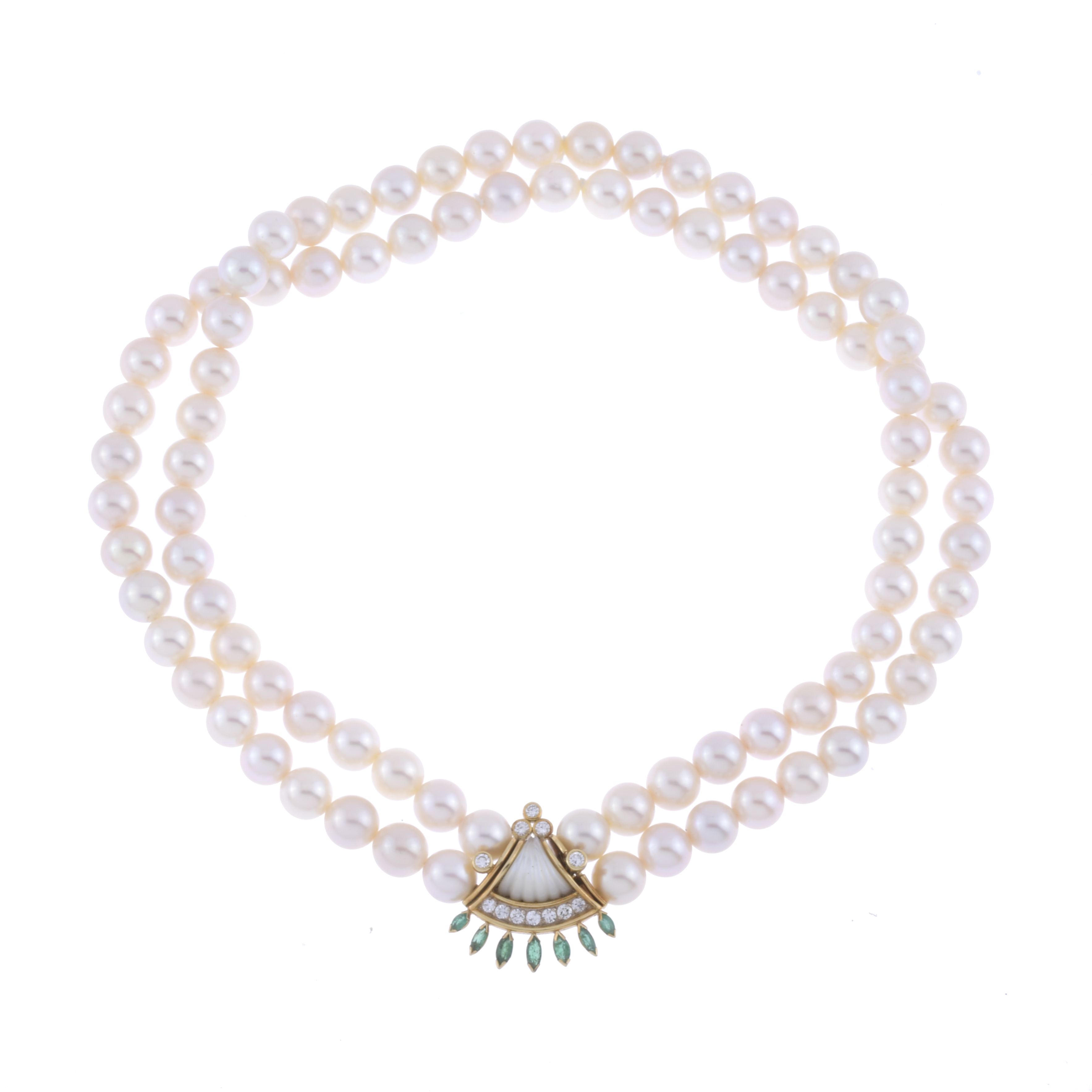 PUIG DORIA CHOKER, WITH DOUBLE STRAND OF PEARLS AND DIAMOND