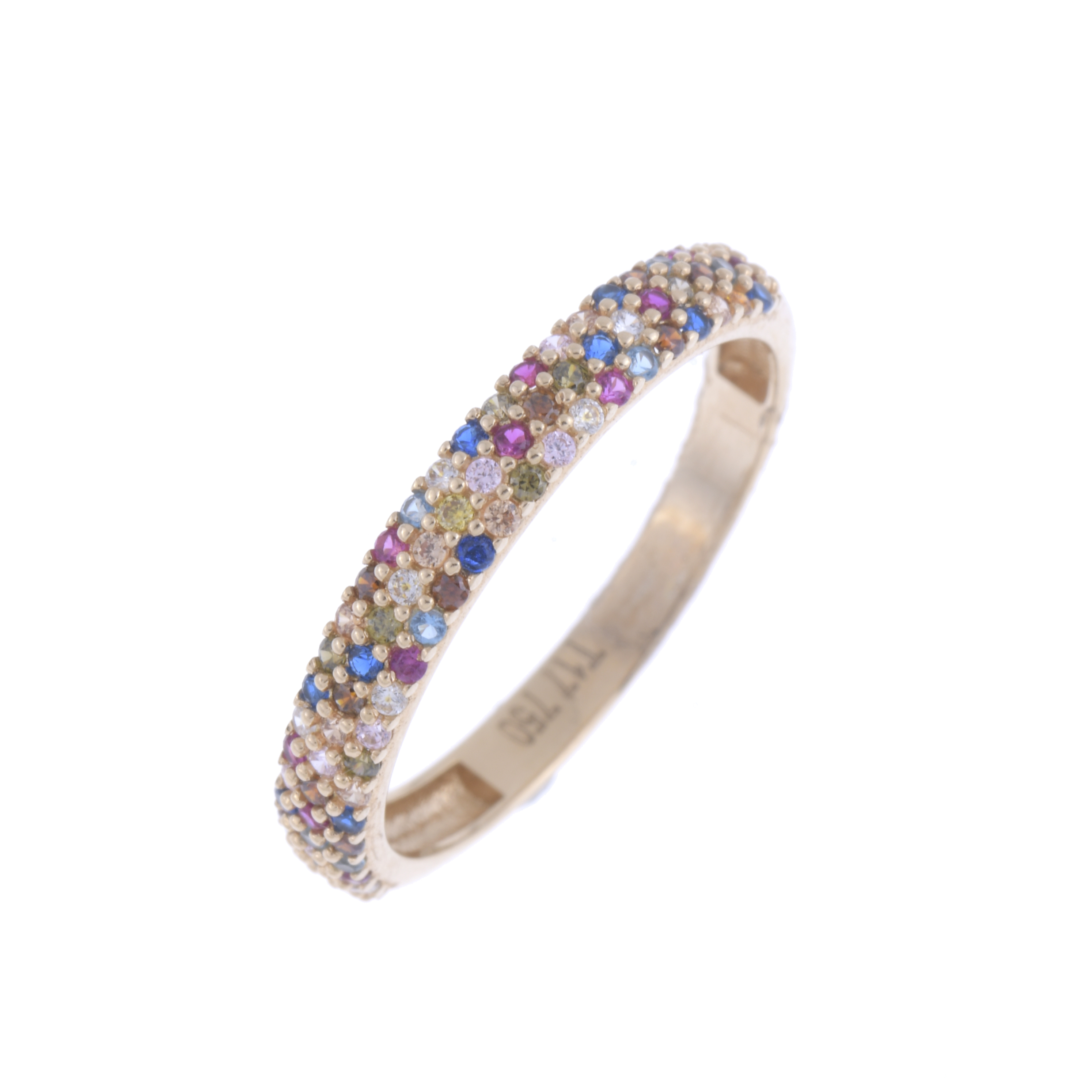 RING WITH COLOURED GEMSTONES PAVÉ