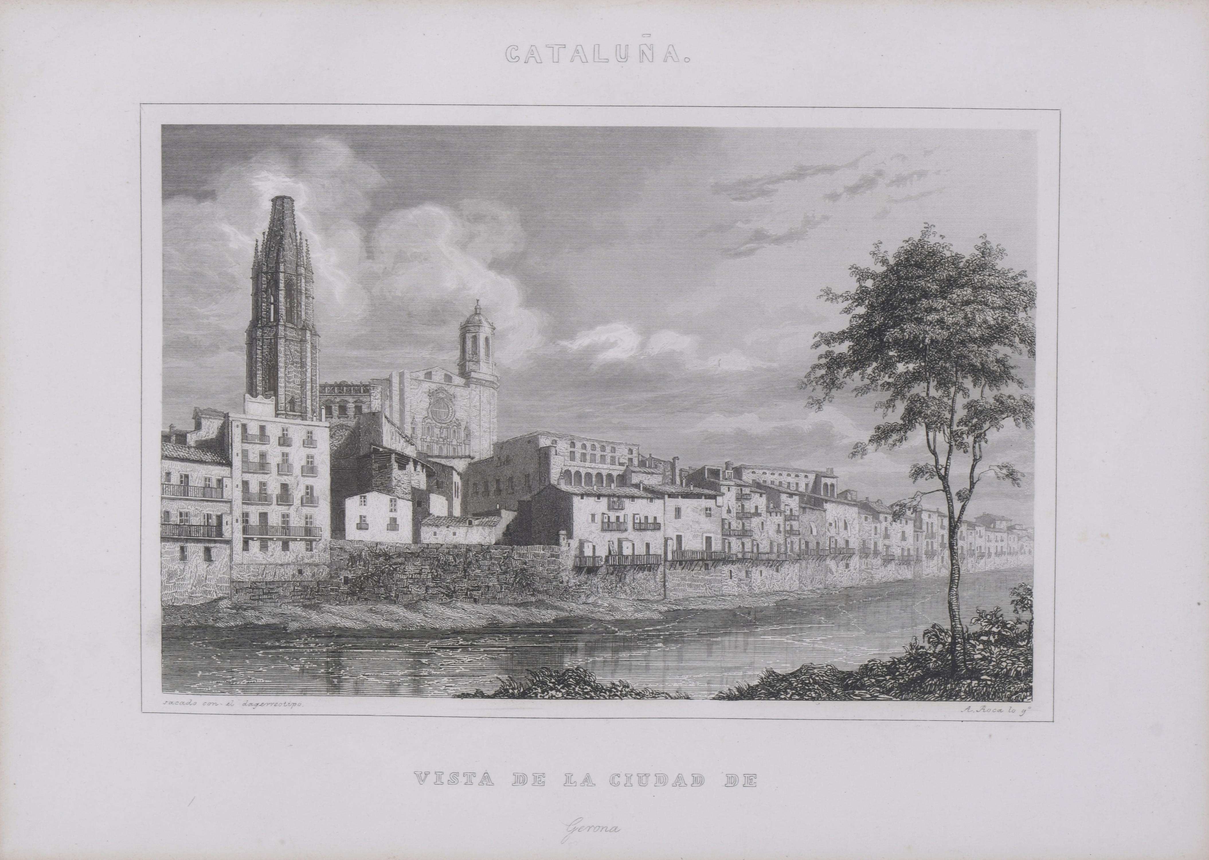 ESCUELA CATALANA, SIGLO XIX. "VISTA DE LA CIUDAD DE GIRONA".