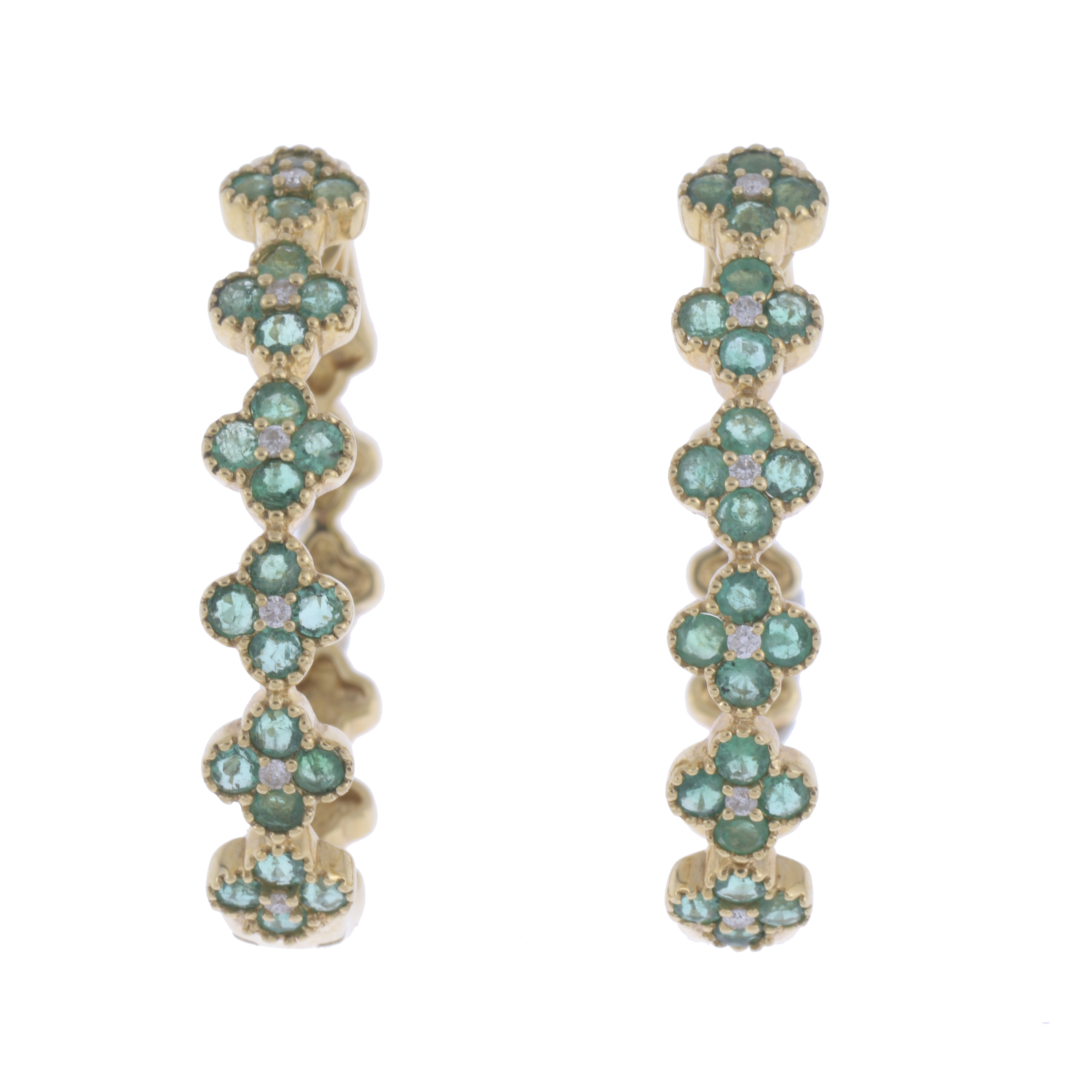 HOOP EARRINGS WITH EMERALDS AND BRILLIANTS