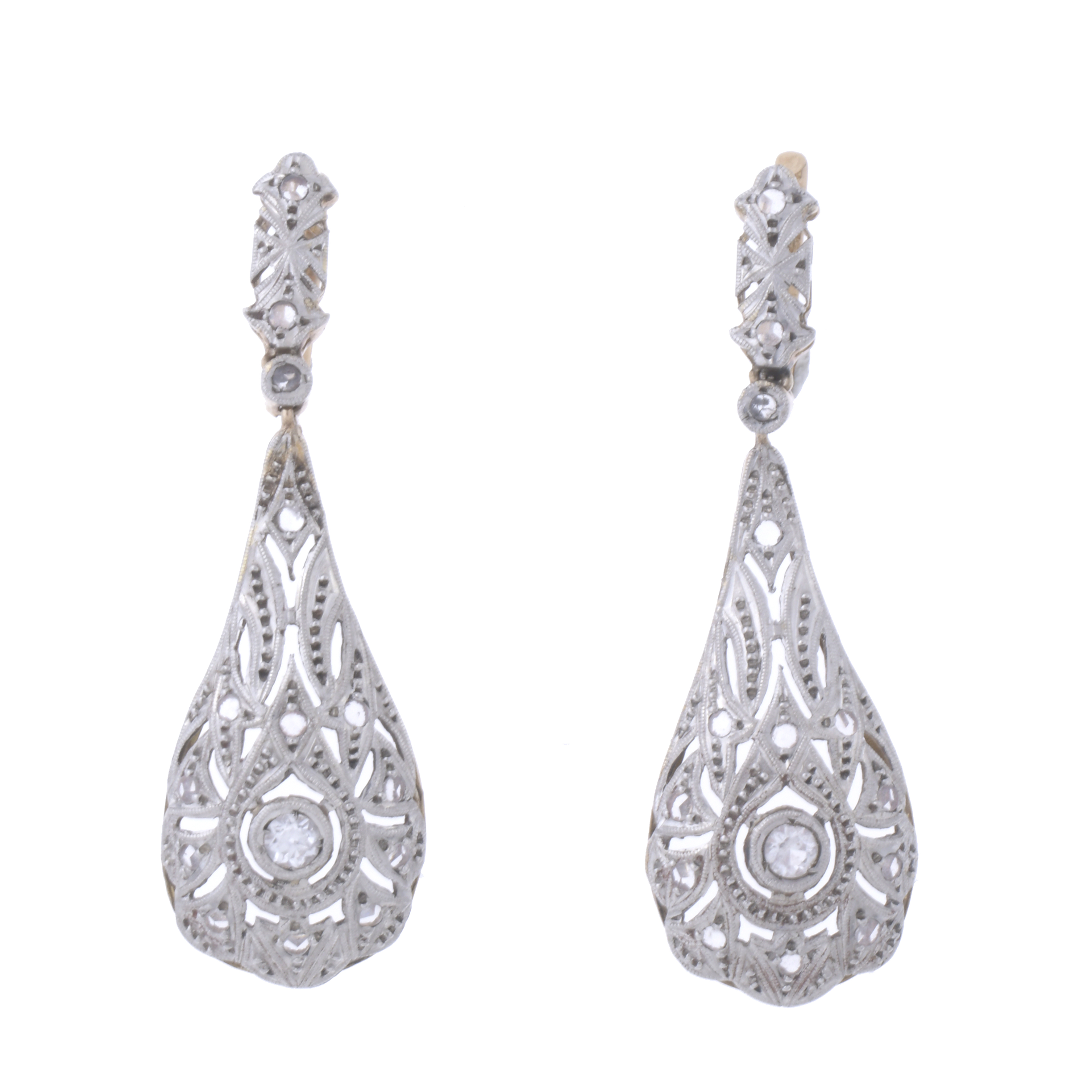 PENDIENTES MODERNISTAS PRINCIPIO S.XX CON DIAMANTES