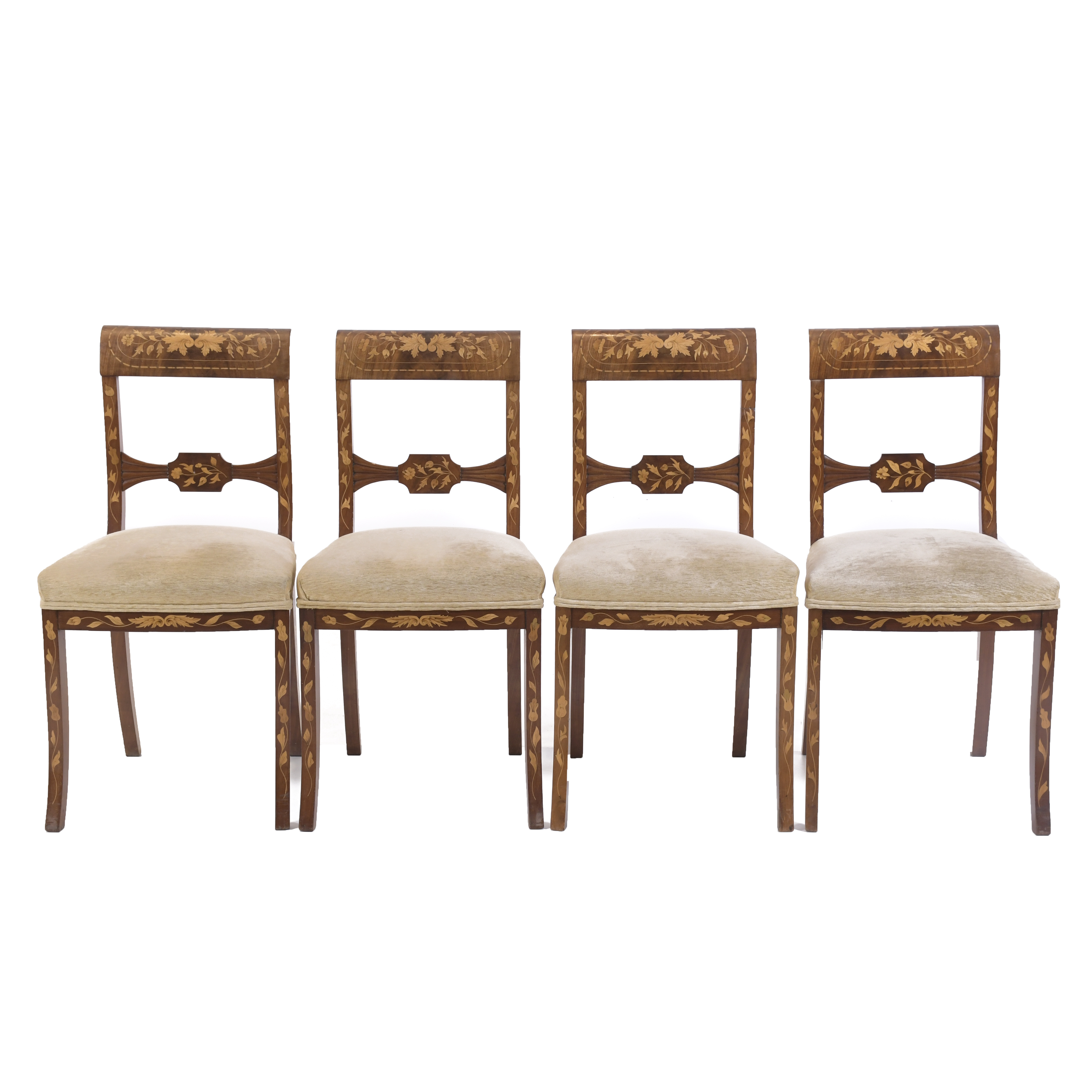 SET OF FOUR DUTCH CHAIRS, AFTER REGENCY MODELS, 19TH CENTUR