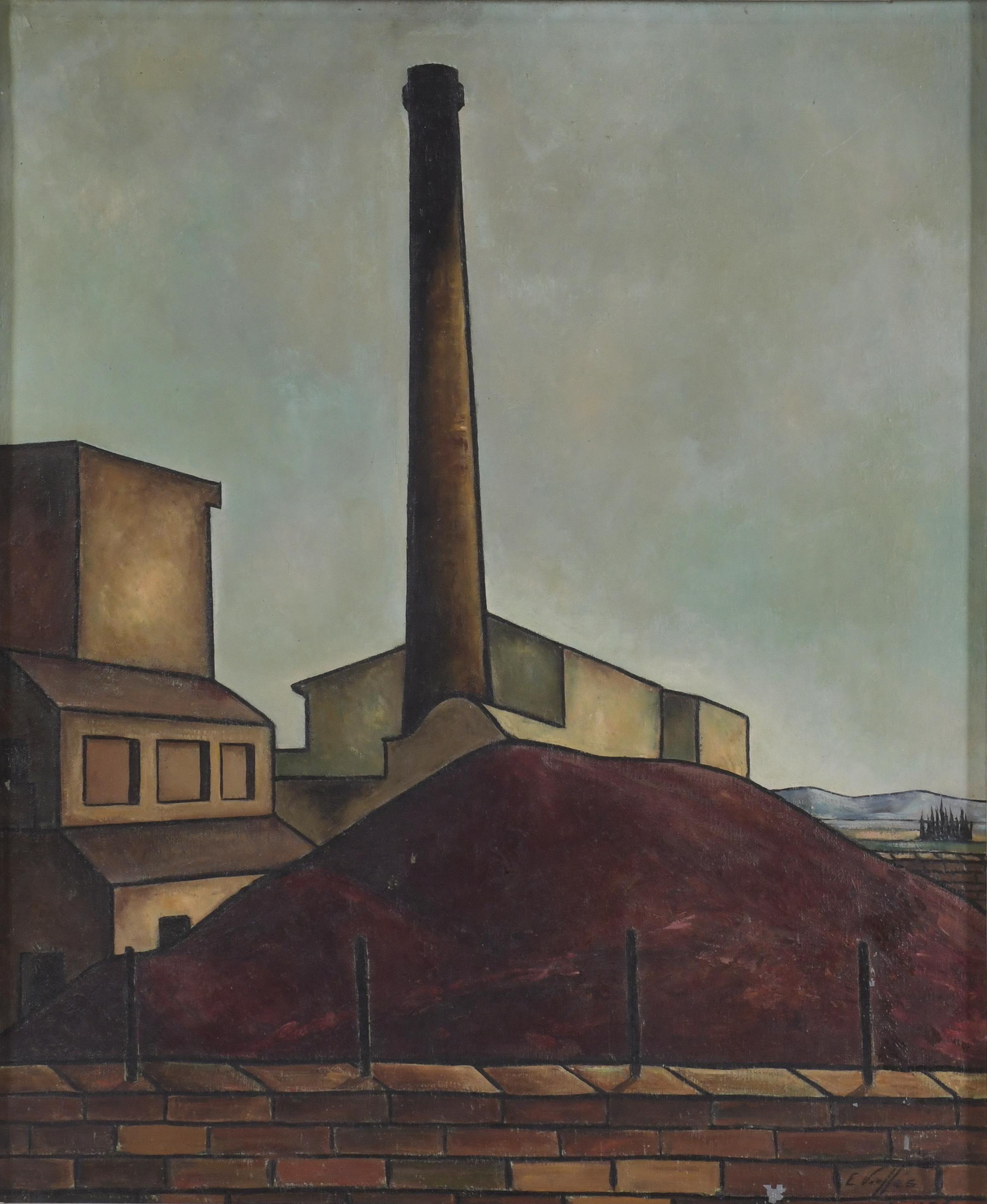 EVARIST VALLÉS (1923-1999). "FÁBRICA", 1954.