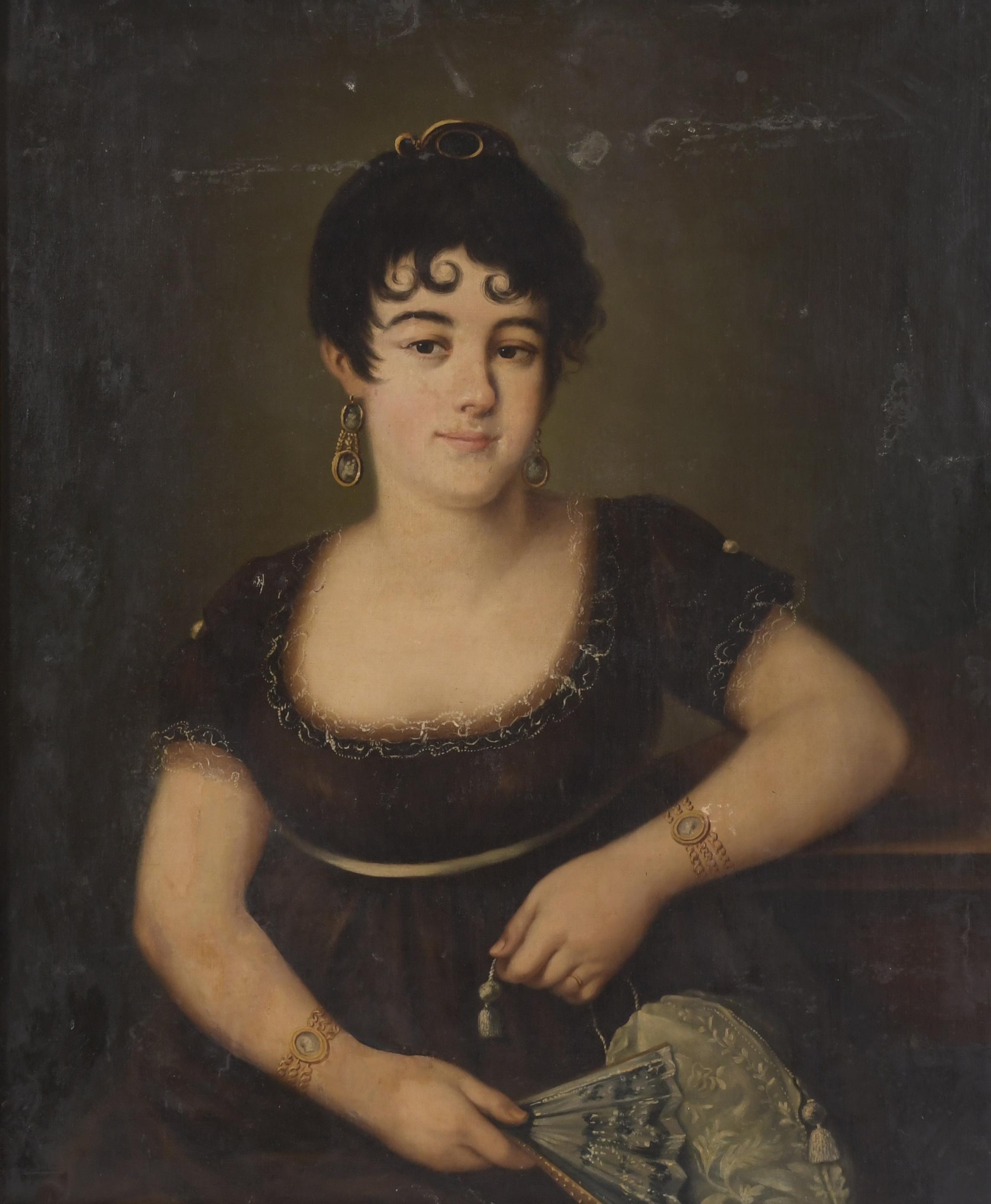 ESCUELA ESPAÑOLA, SIGLO XIX.  "RETRATO DE DAMA". 