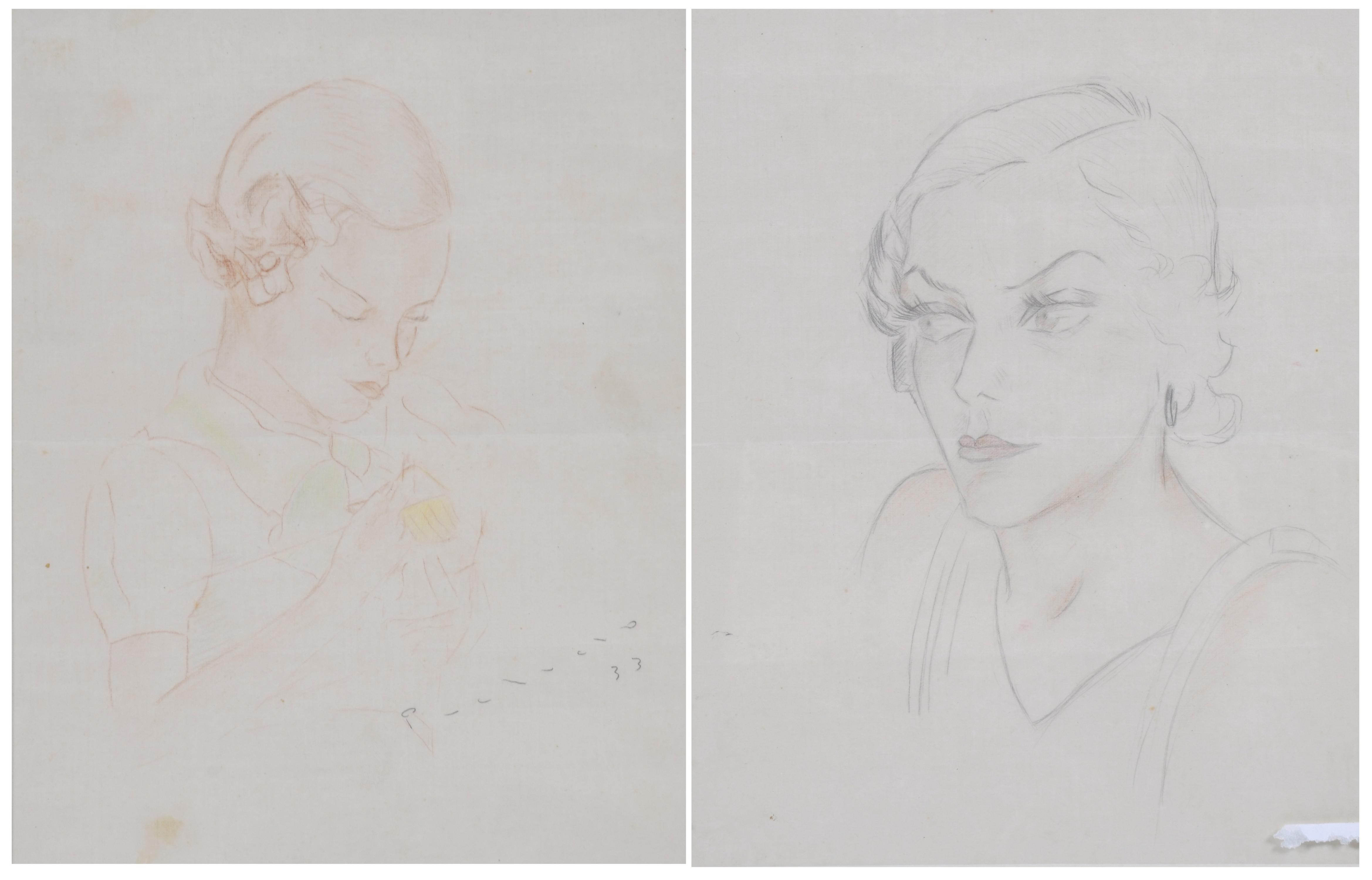 PAIR OF WOMEN&#39;S PORTRAITS. Circa 1933.