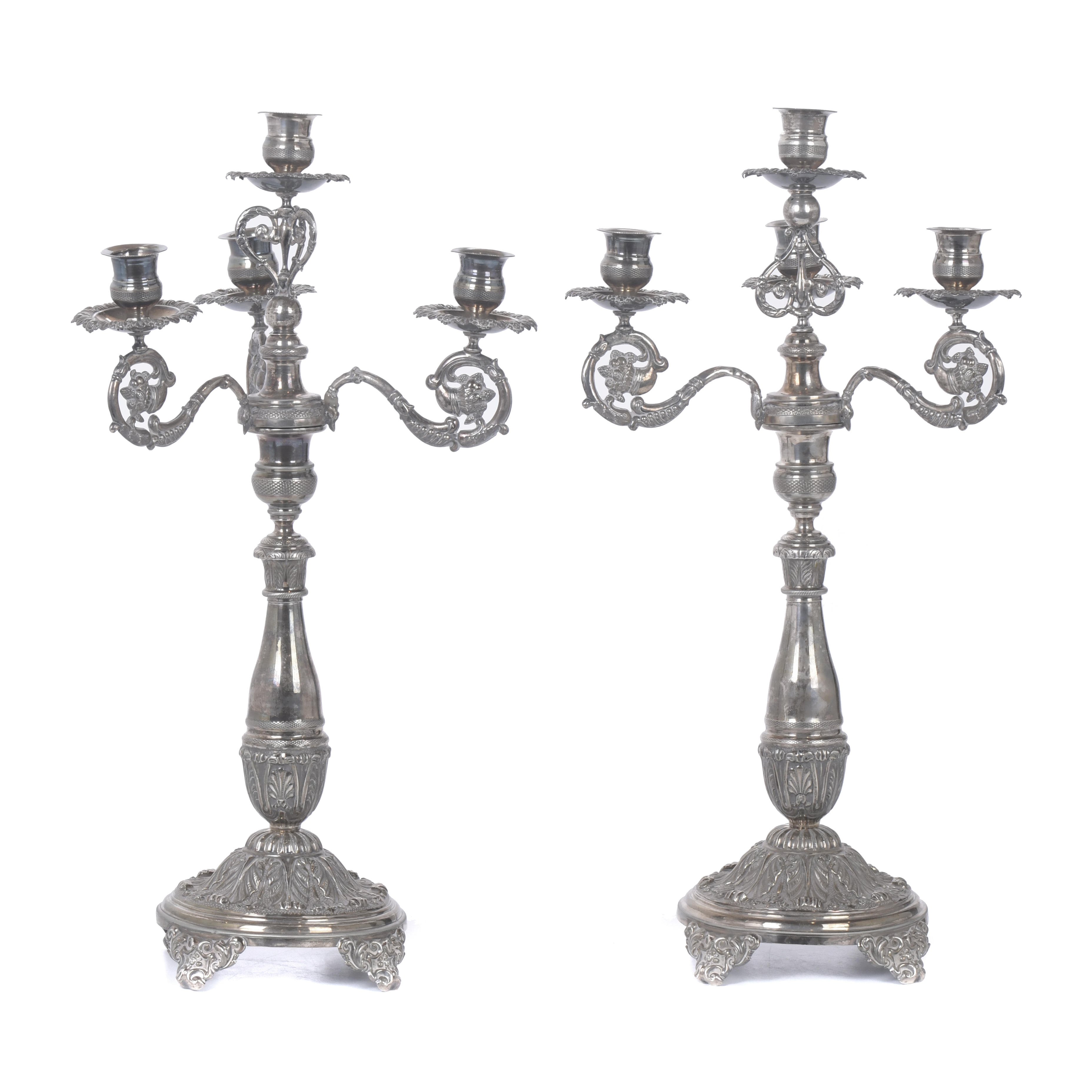 FERNANDINE BARCELONA SILVER CANDELABRA, 19TH CENTURY.