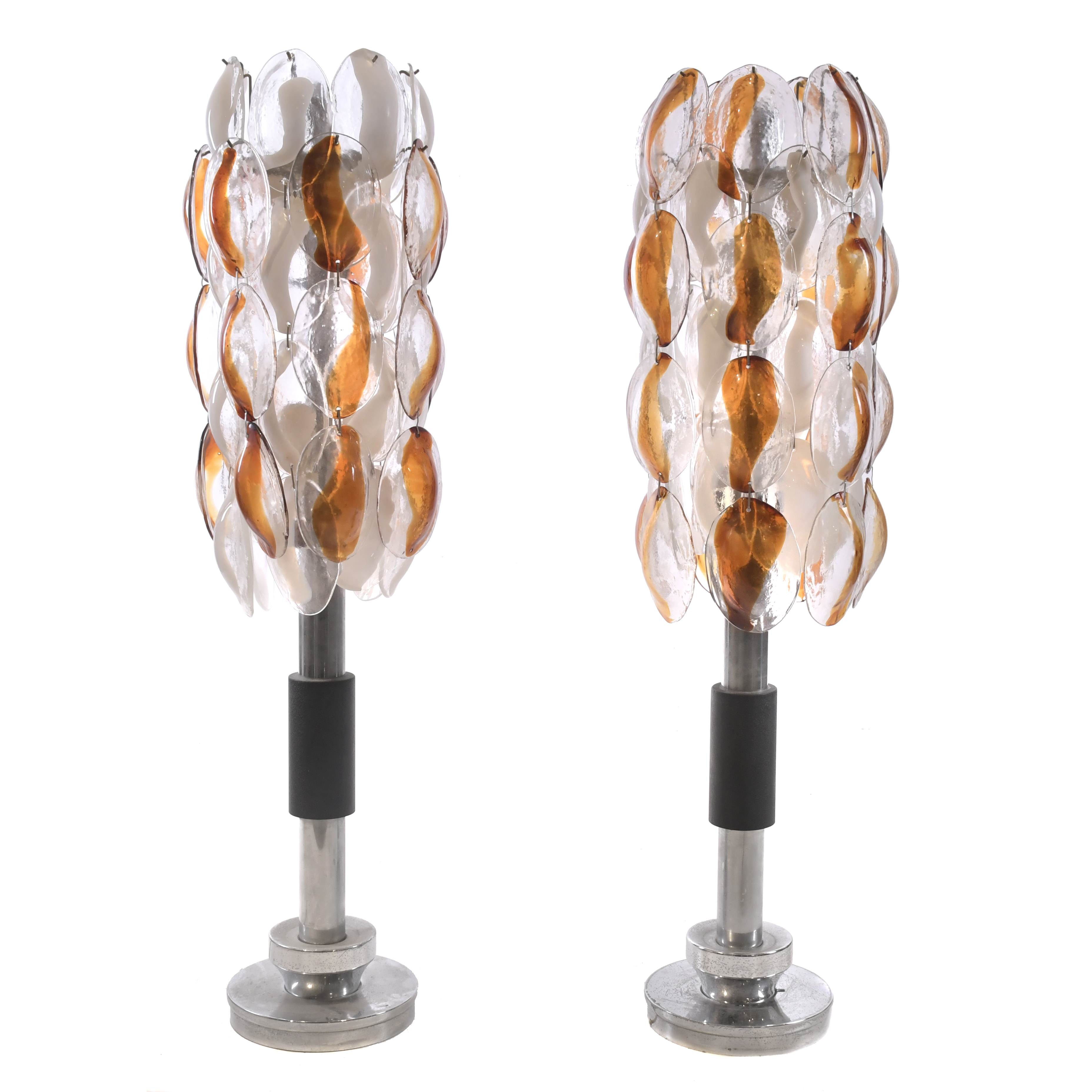 ATTR. TO MAZZEGA. PAIR OF MURANO GLASS FLOOR LAMPS, CIRCA 1