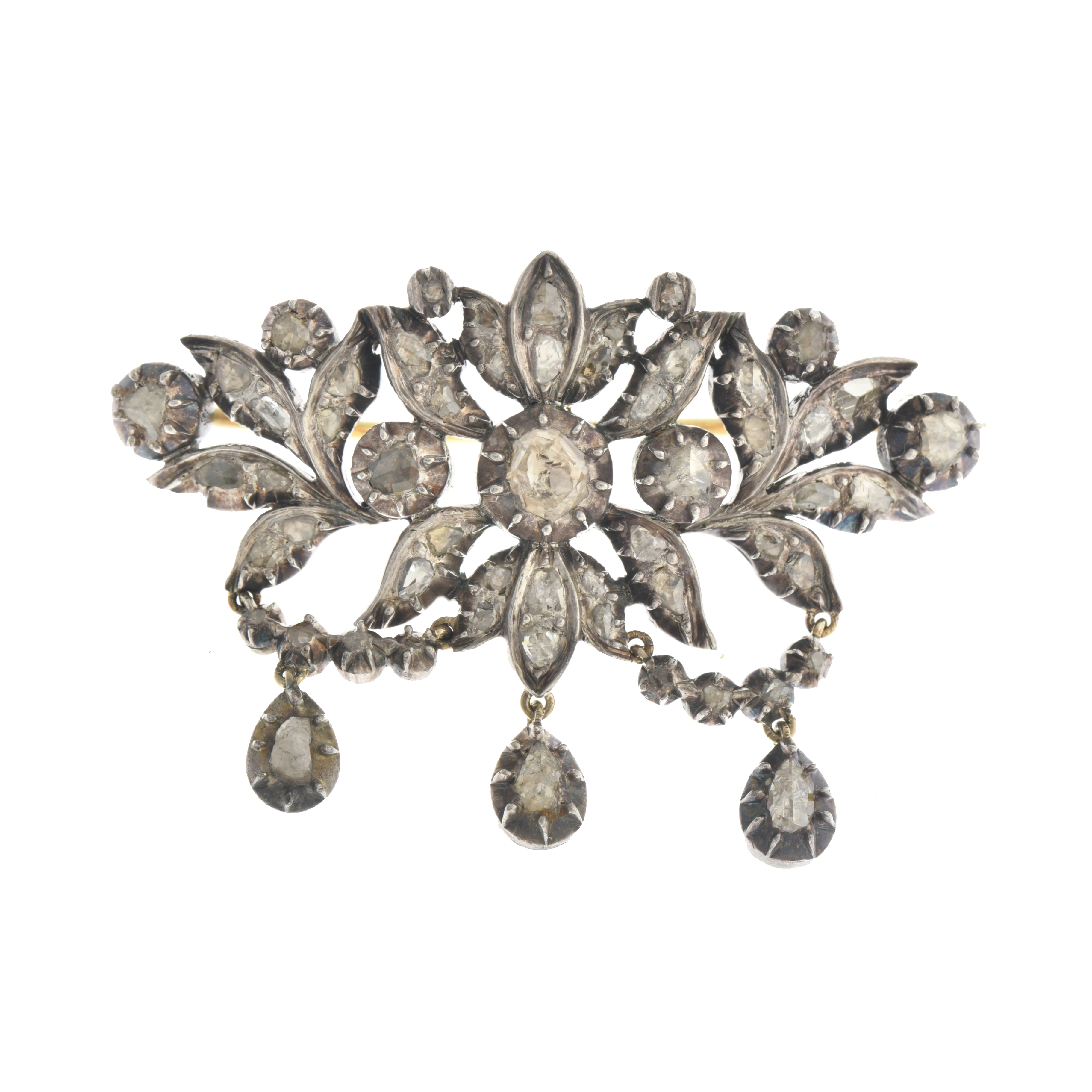 Neoclassical brooch with floral motifs, circa 1770.