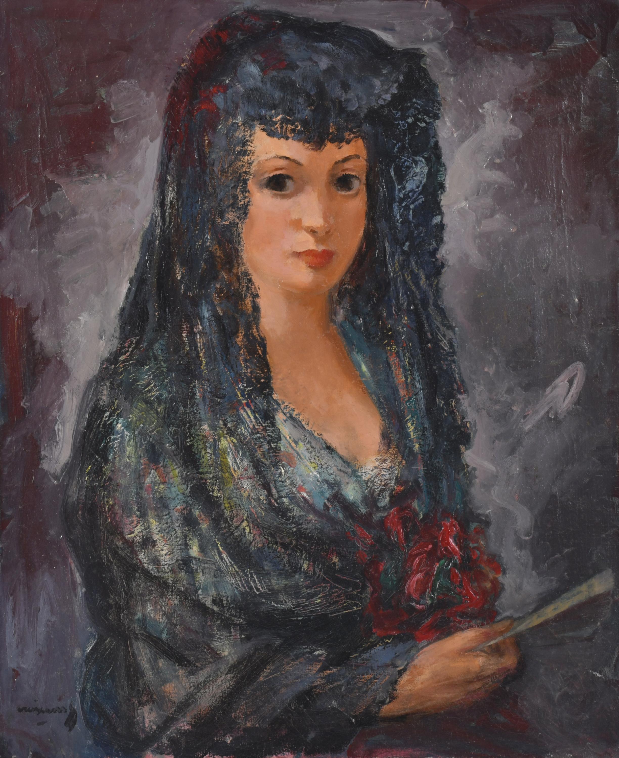 PERE CREIXAMS PICO (1893-1965). "Woman with a mantilla".