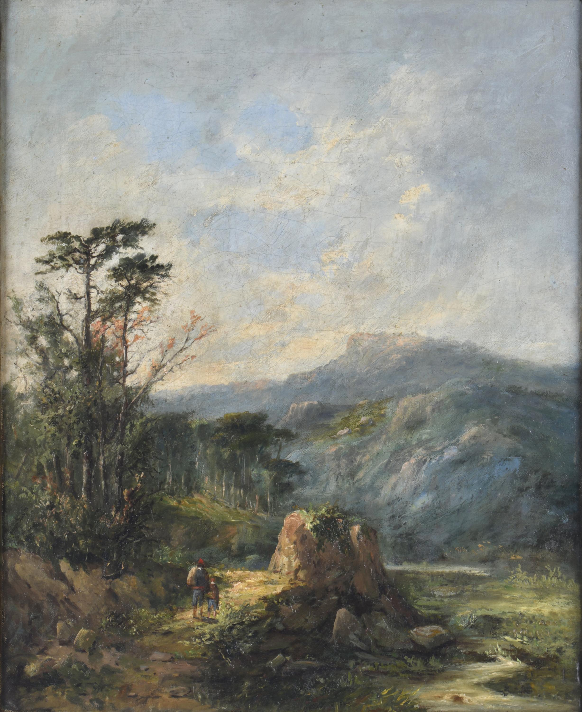 19TH CENTURY CATALAN SCHOOL. "Landscape with figure".