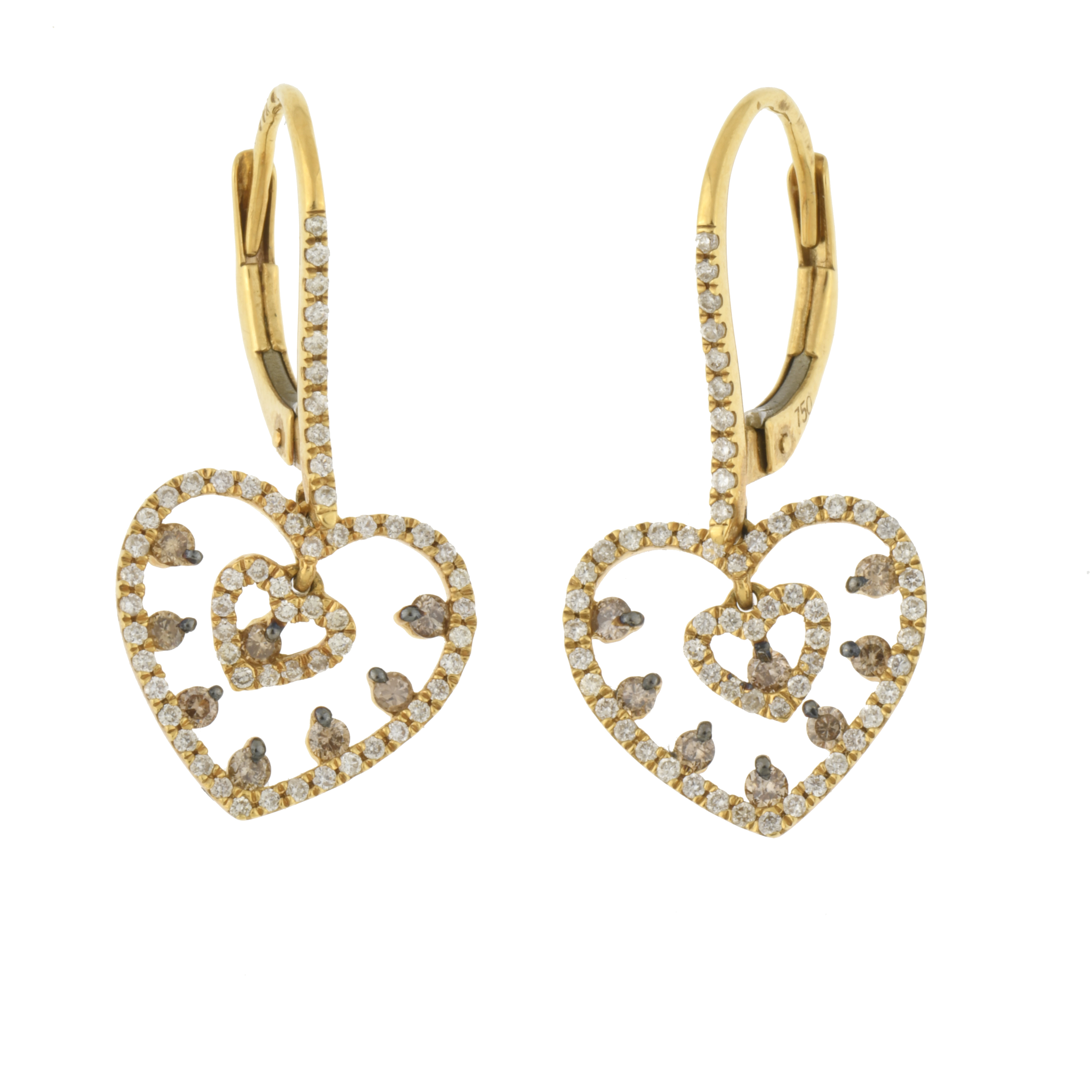 Earrings with diamond hearts