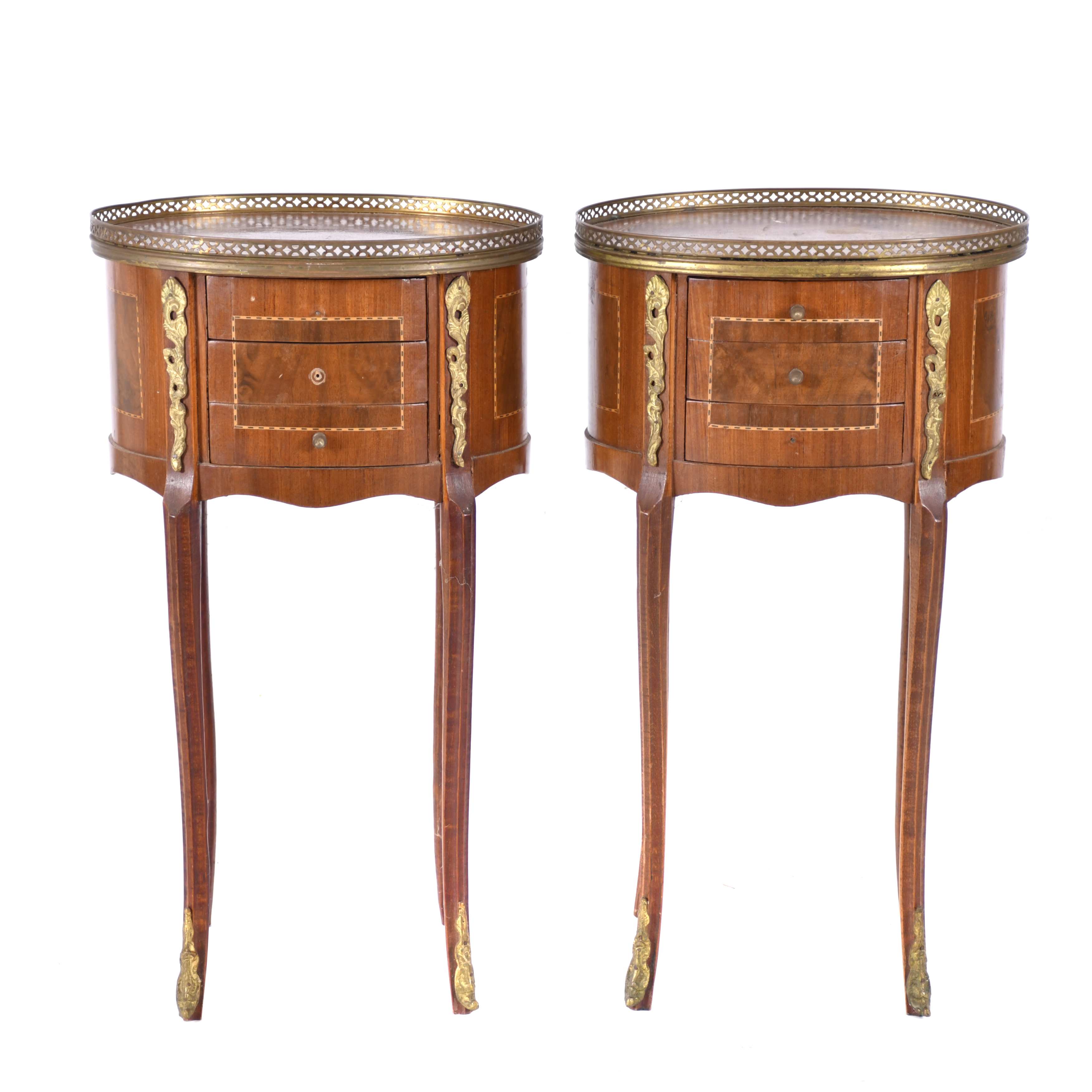 Pair of Louis XV style side tables, 20th century.