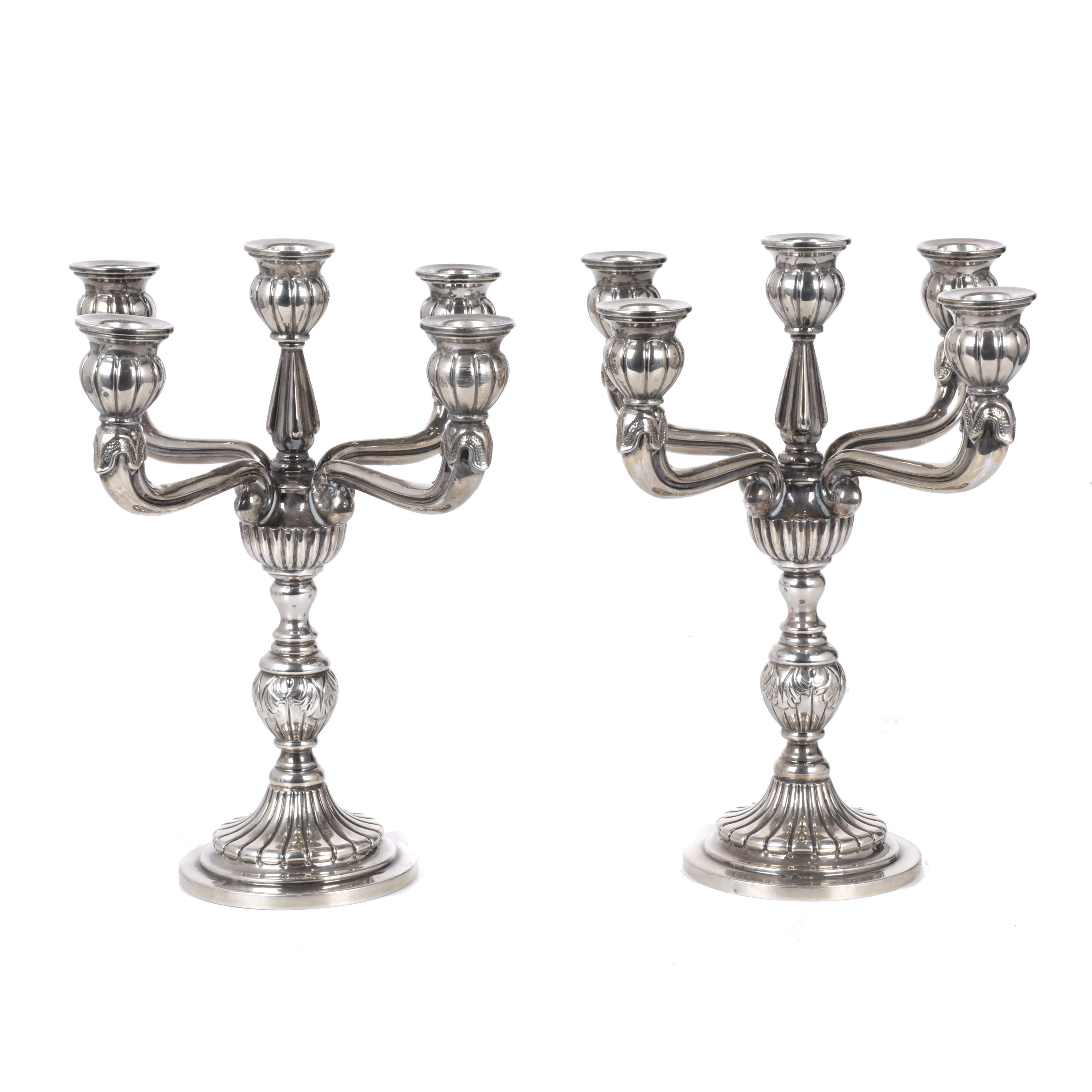 Pair of Elizabethan style candelabra, second half 20th cent