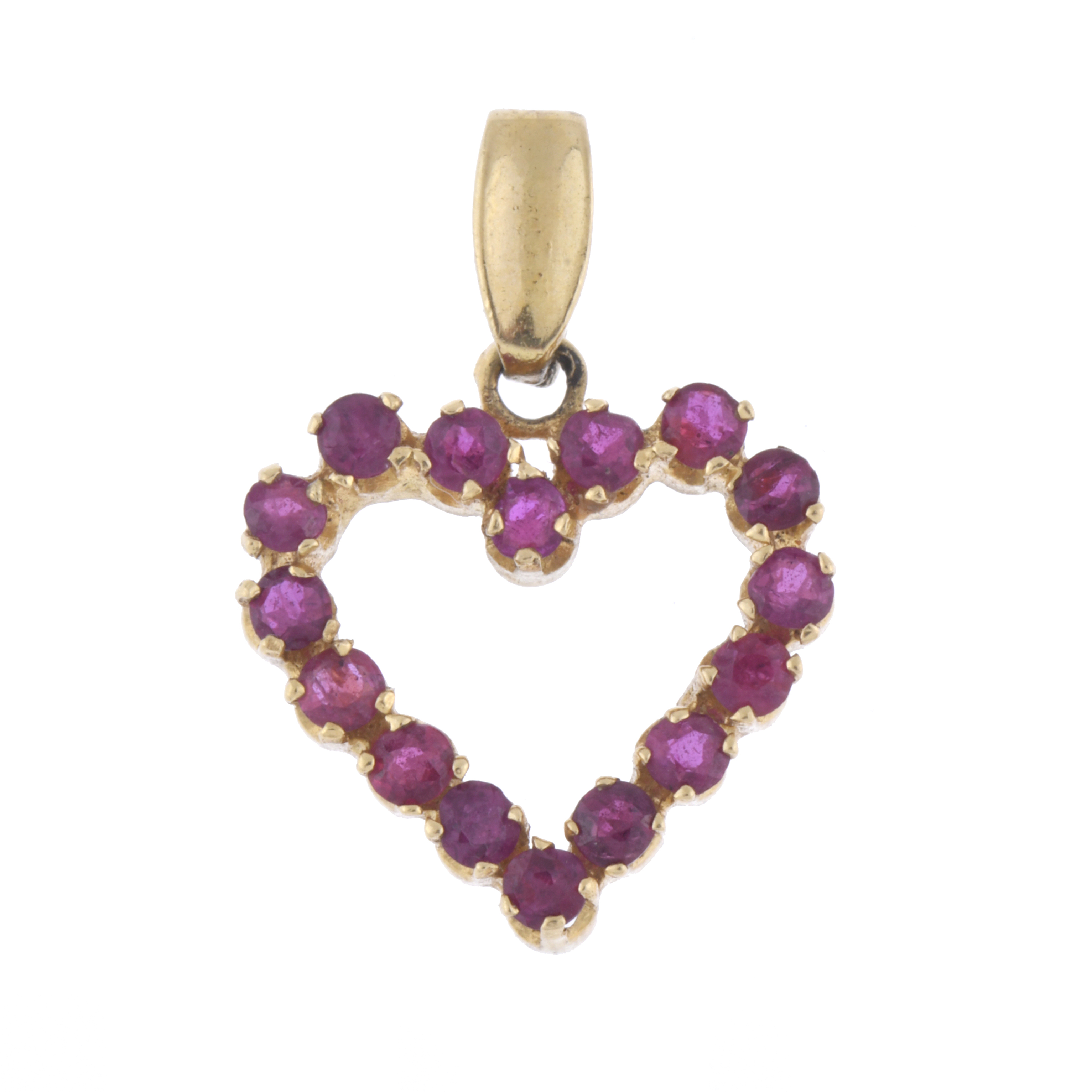 Heart-shaped pendant with rubies.