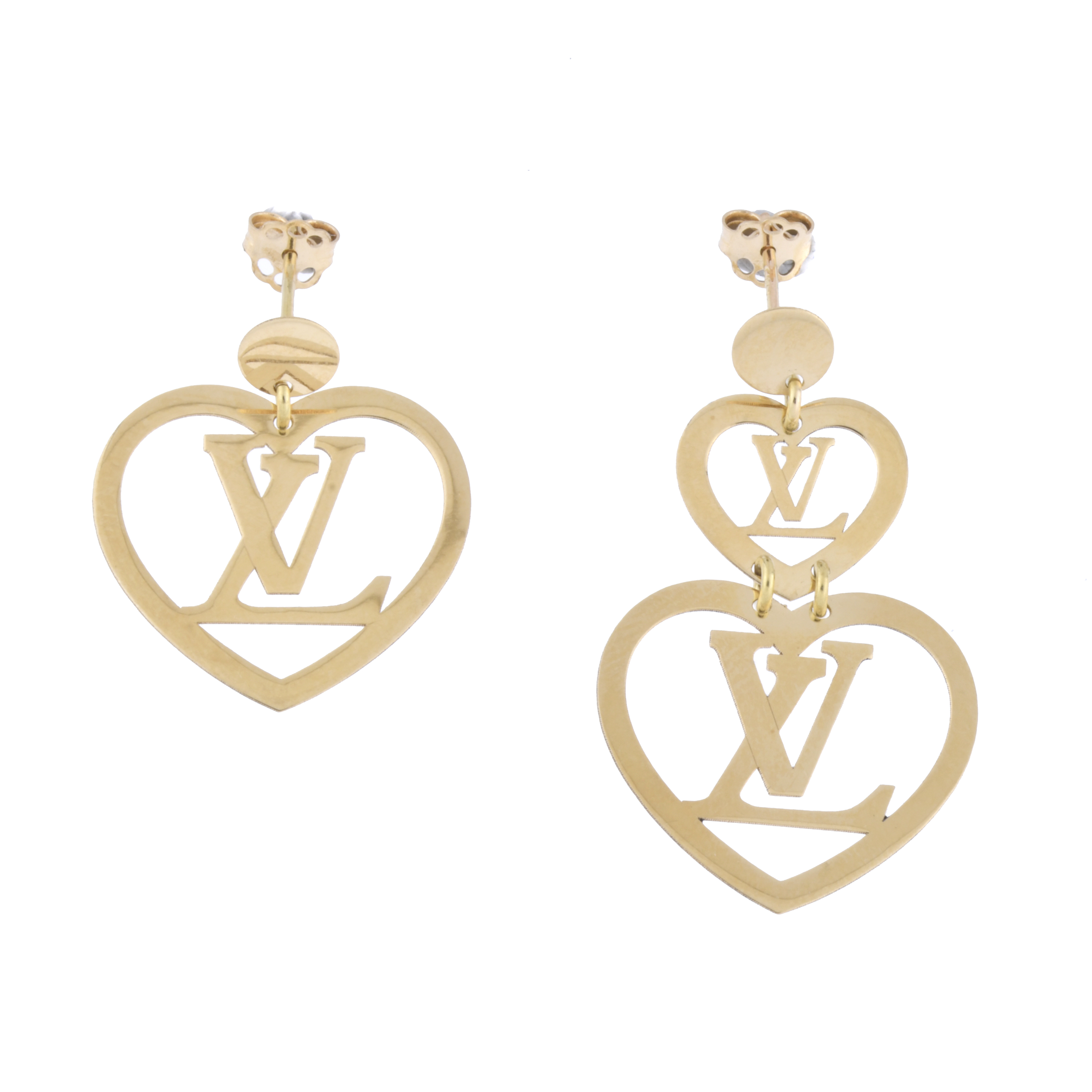 After LOUIS VUITTON models. Earrings with hearts.