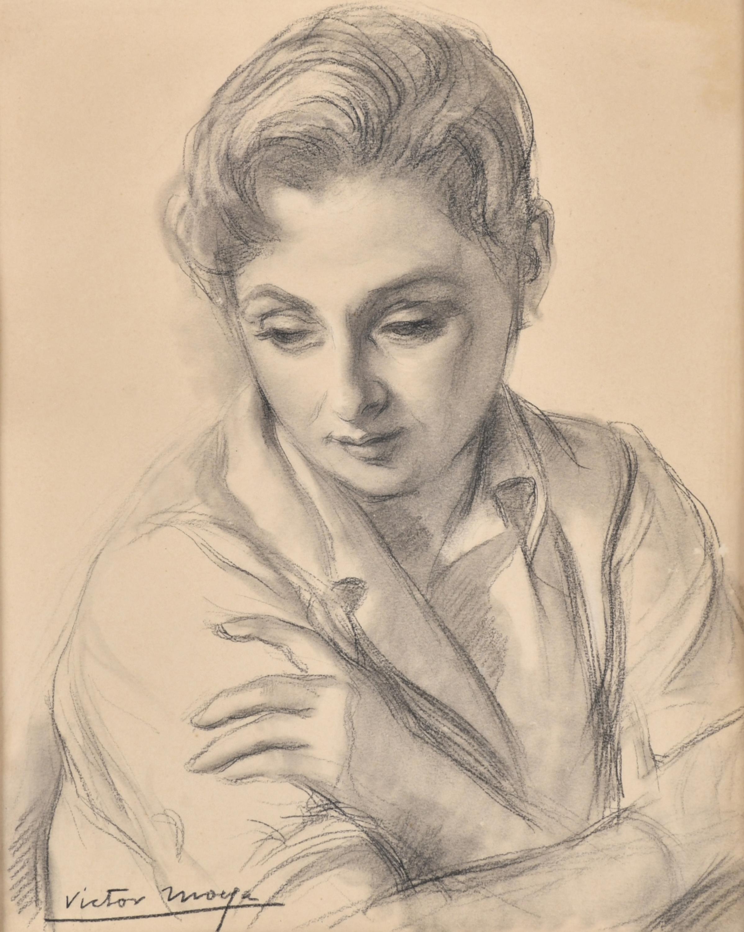 VICTOR MOYA CALVO (1889-1972).  "Retrato femenino".