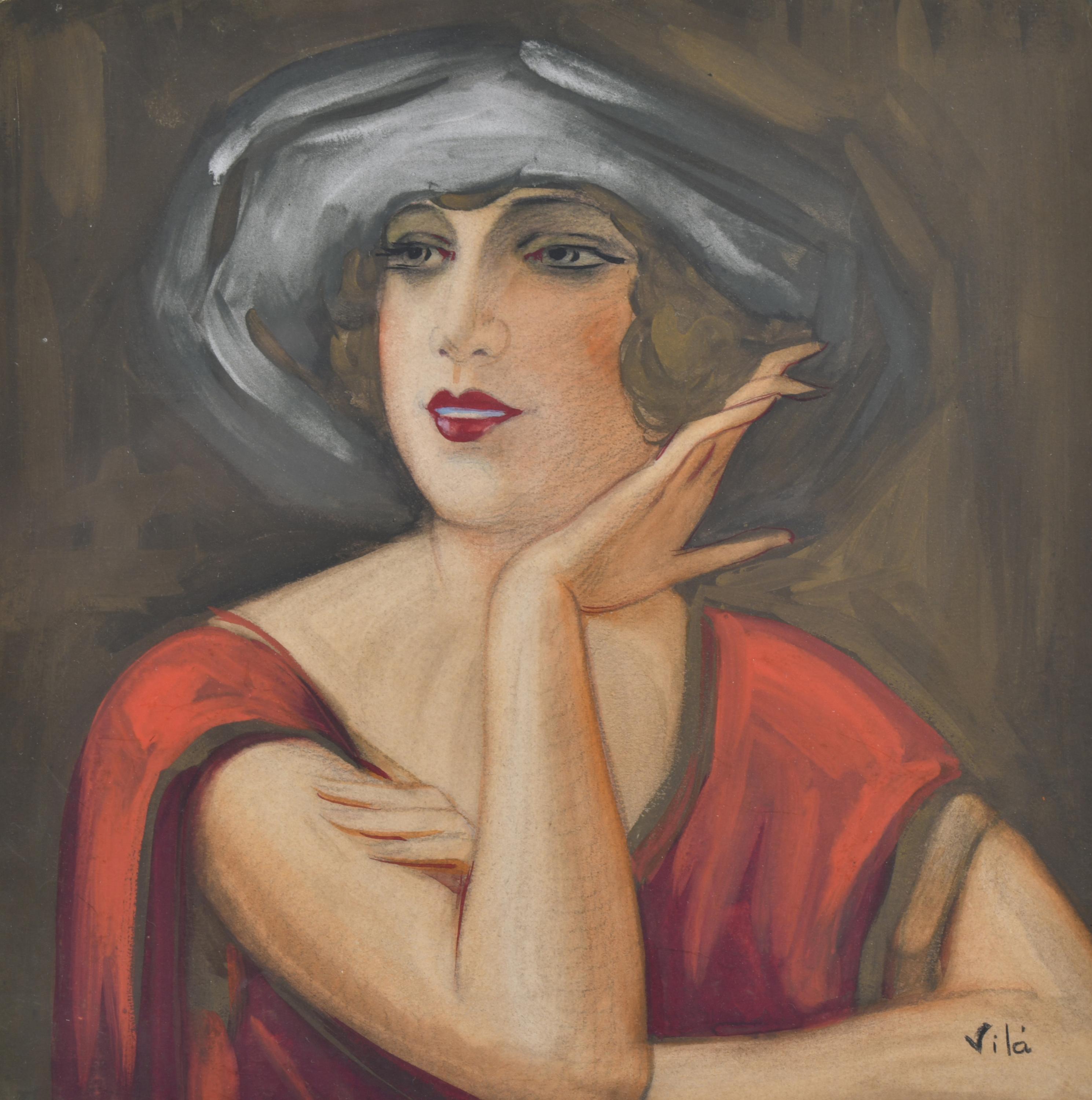 EMILI VILÀ GORGOLL (1887-1967). "Retrato femenino años 20".