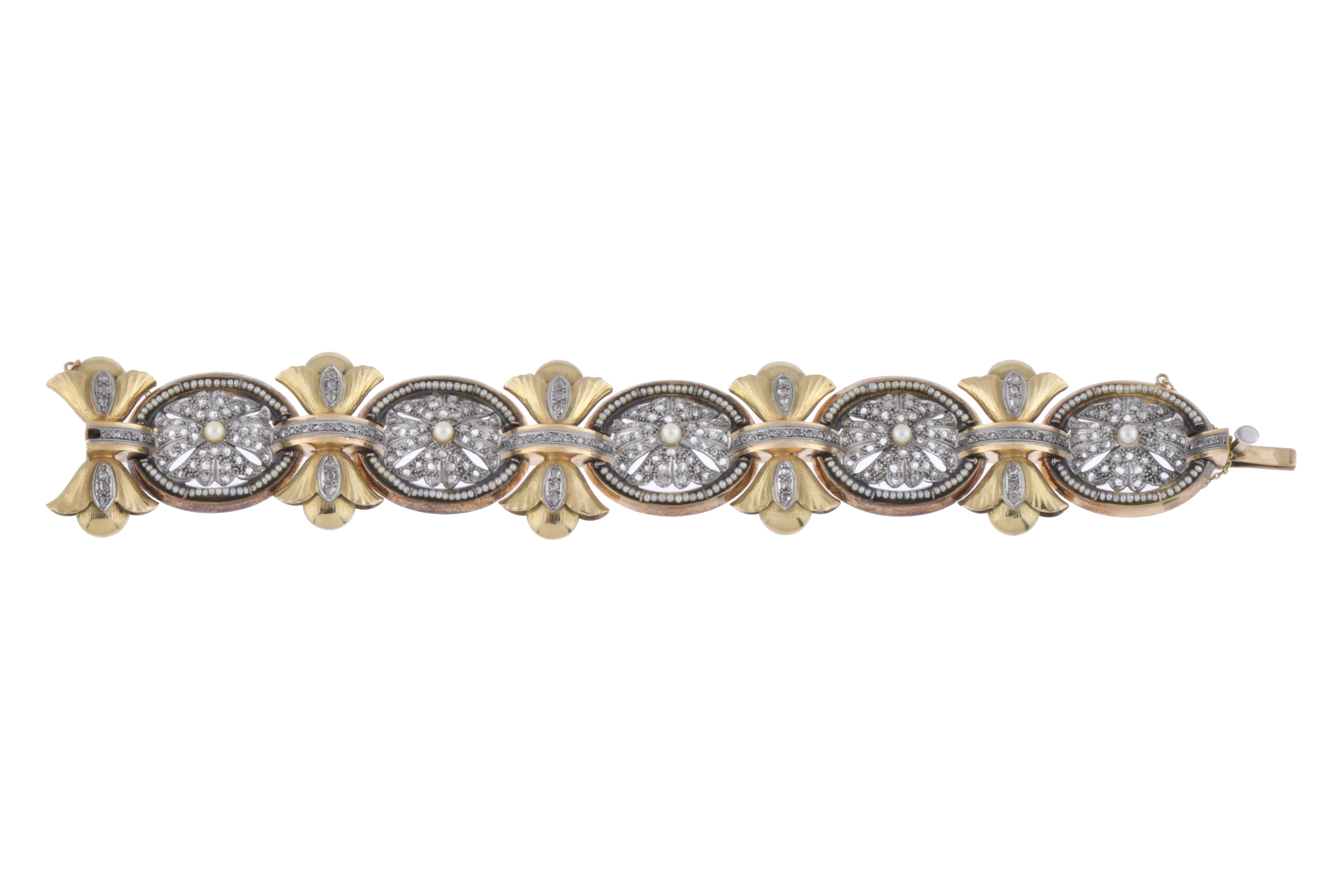 Belle Époque bracelet with pearls and diamonds.