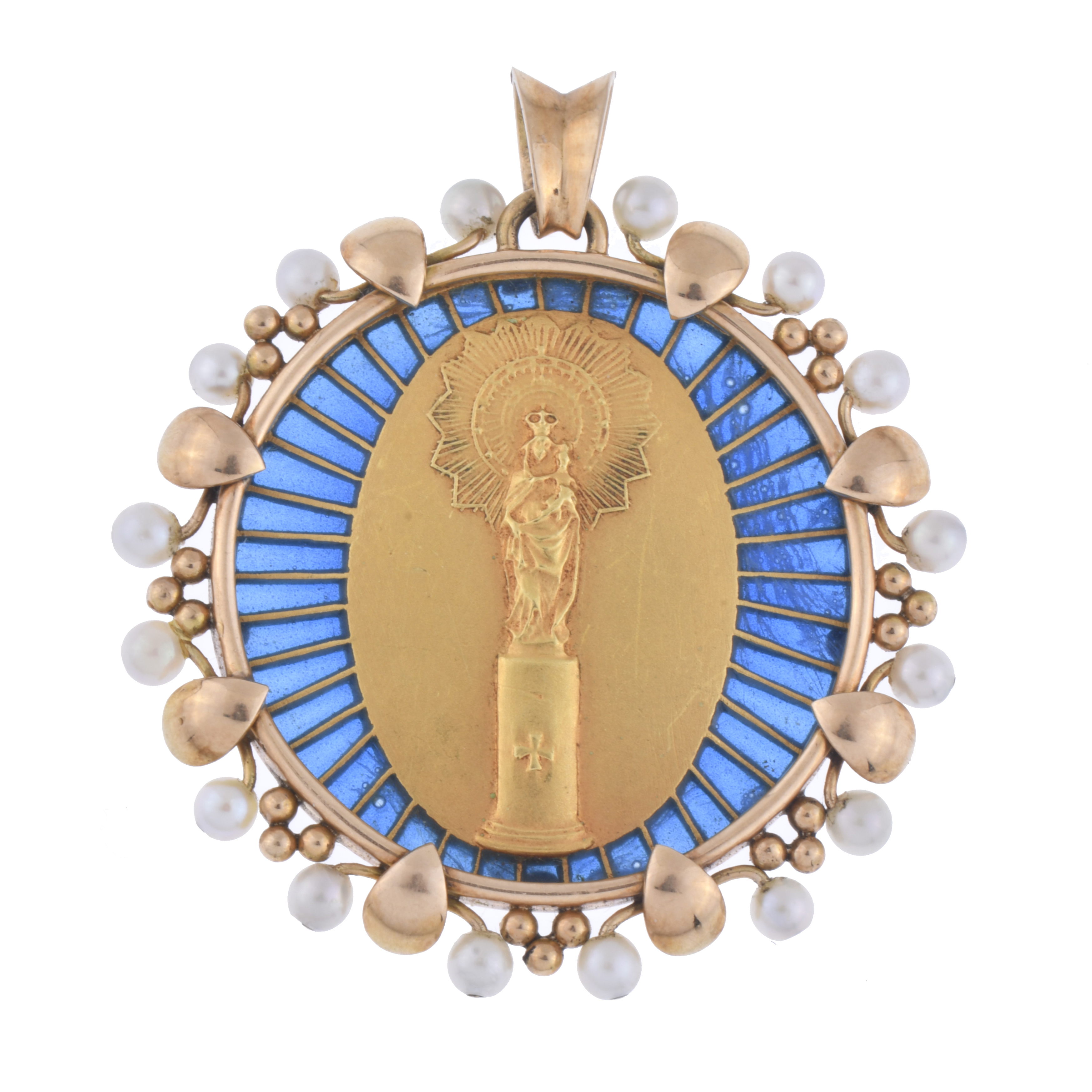 MASRIERA I CARRERAS. Pendant. Our Lady of the Pillar, with 