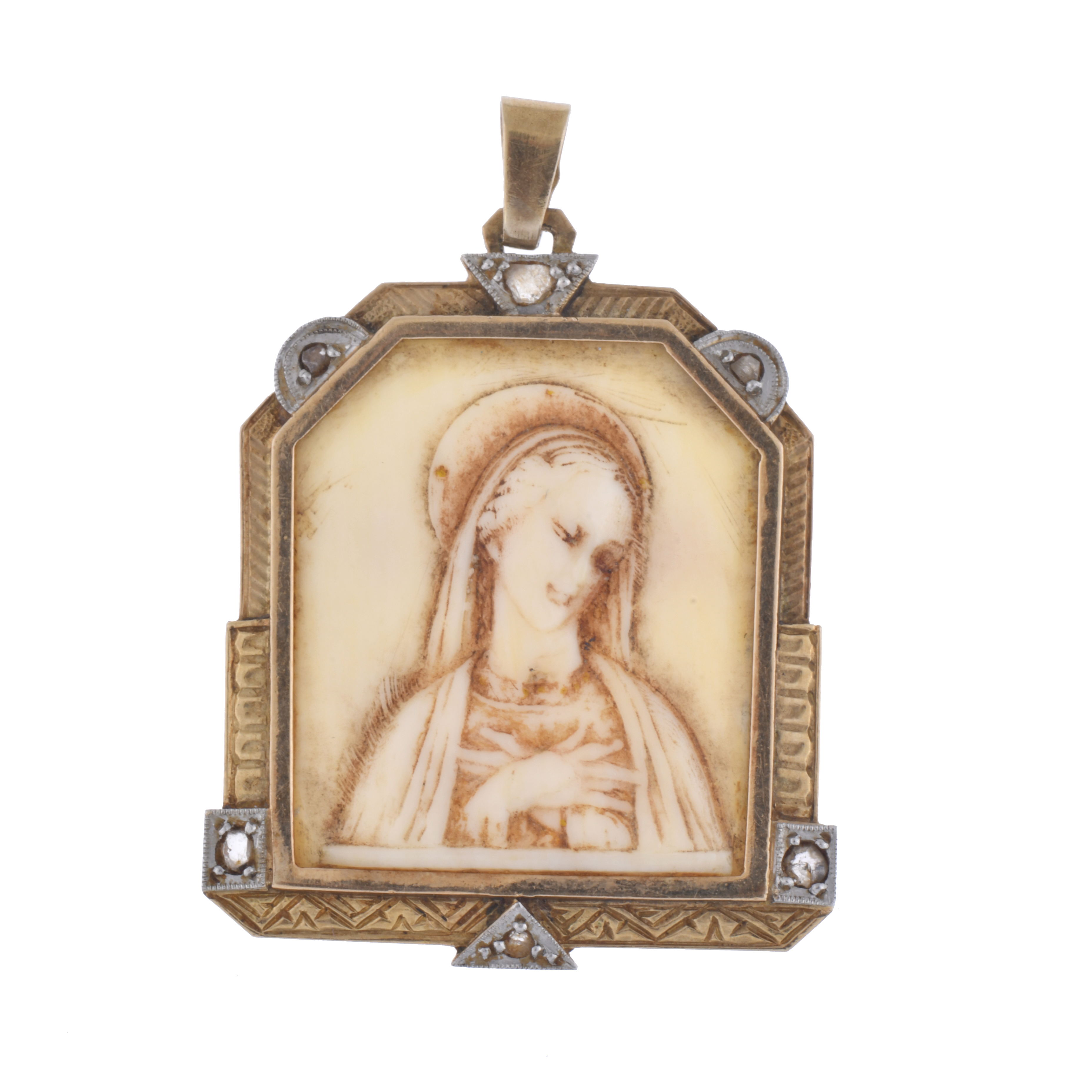 Pendant with the image of Madonna with diamonds.