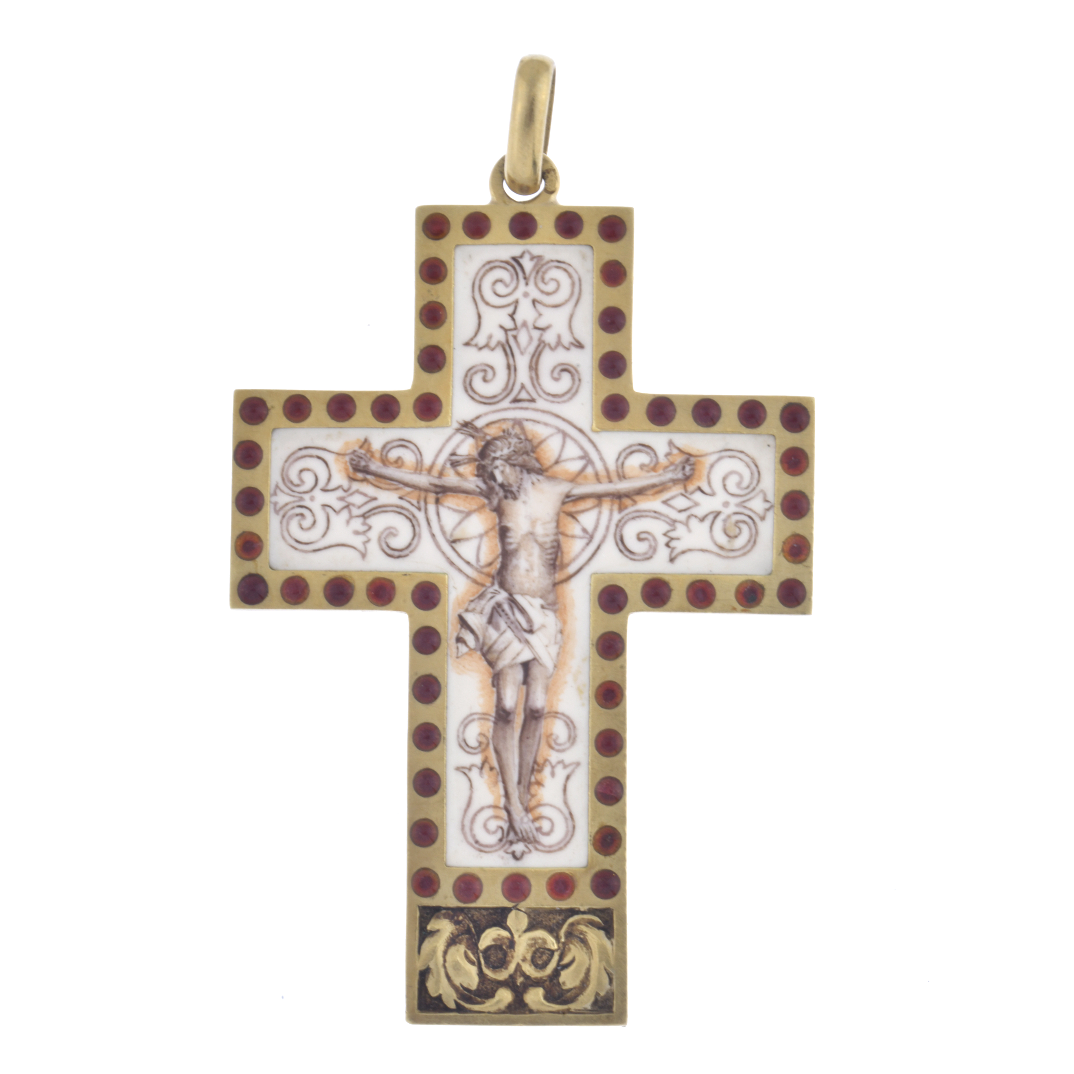 MASRIERA I CARRERAS. Pendant cross with enamel.