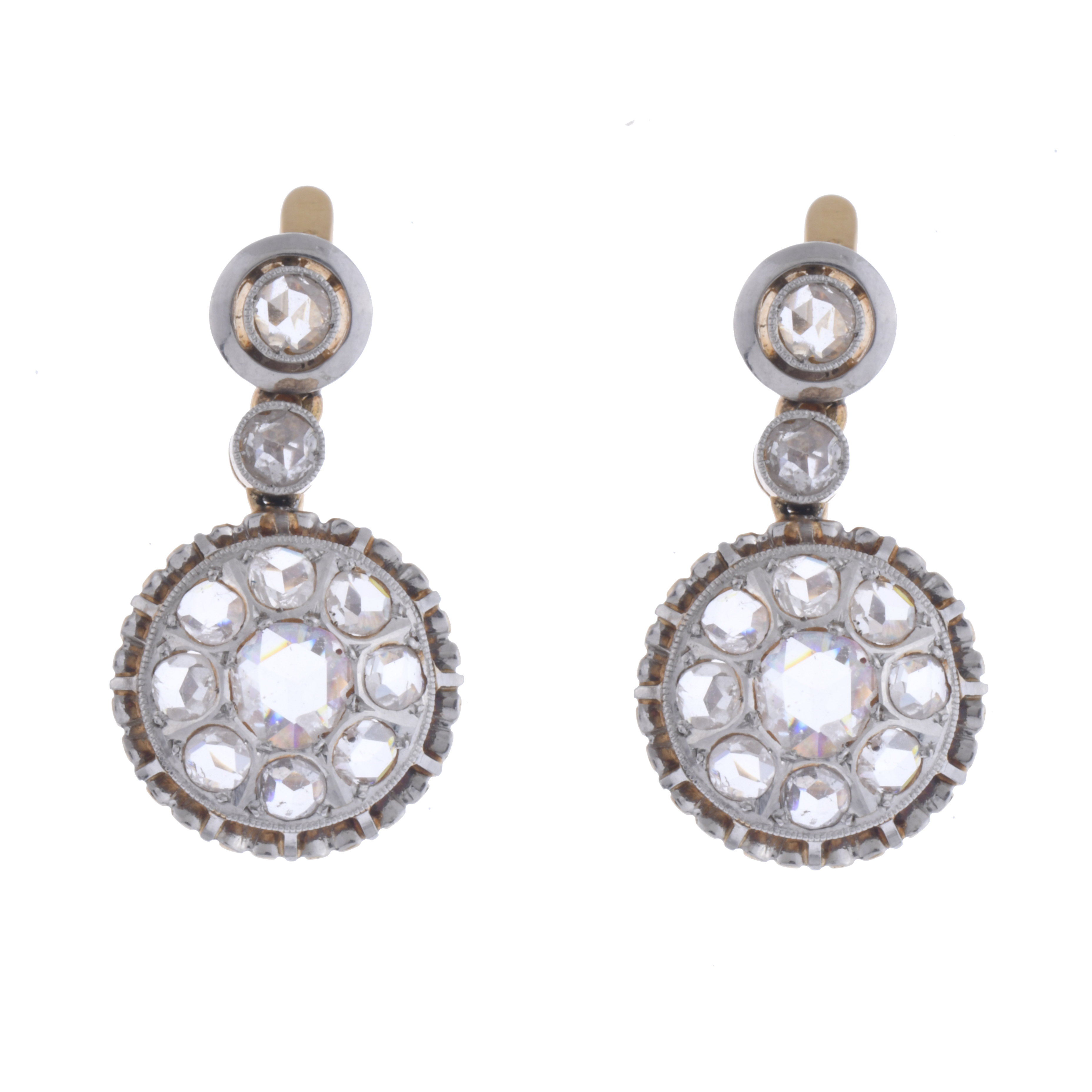 Diamonds rosette earrings, early 20th century.