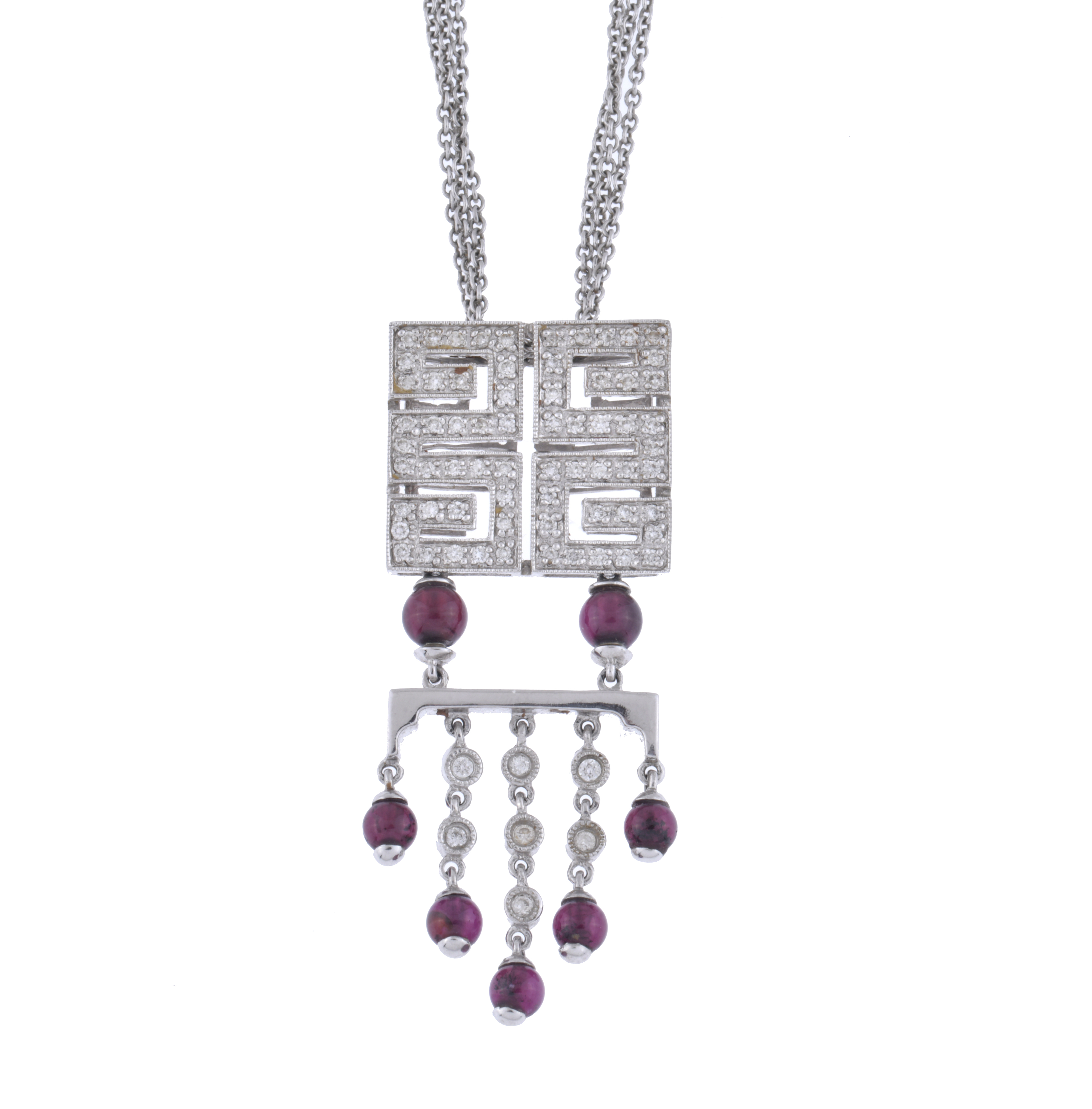 Garnets and diamonds pendant.