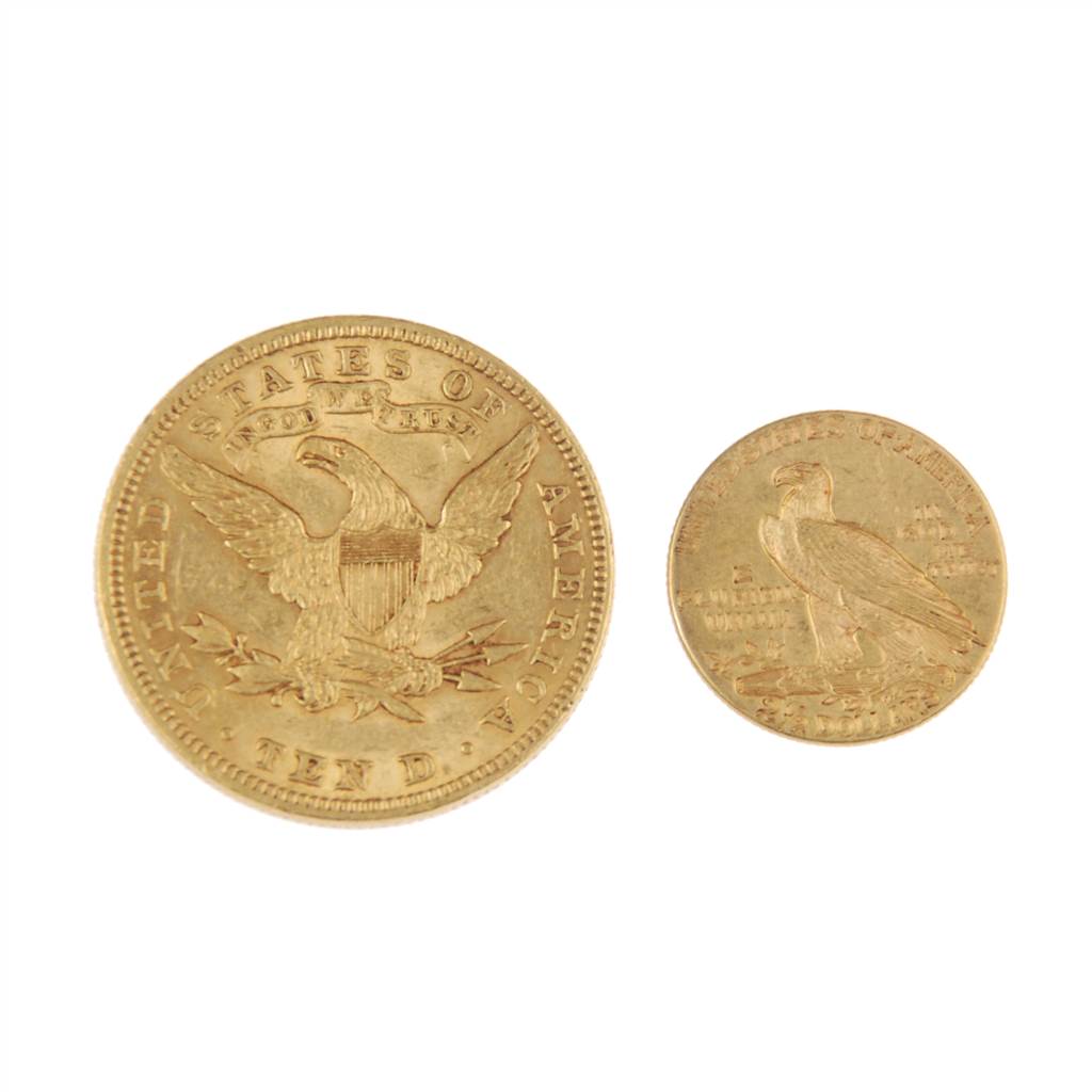 DOS MONEDAS AMERICANAS EN ORO