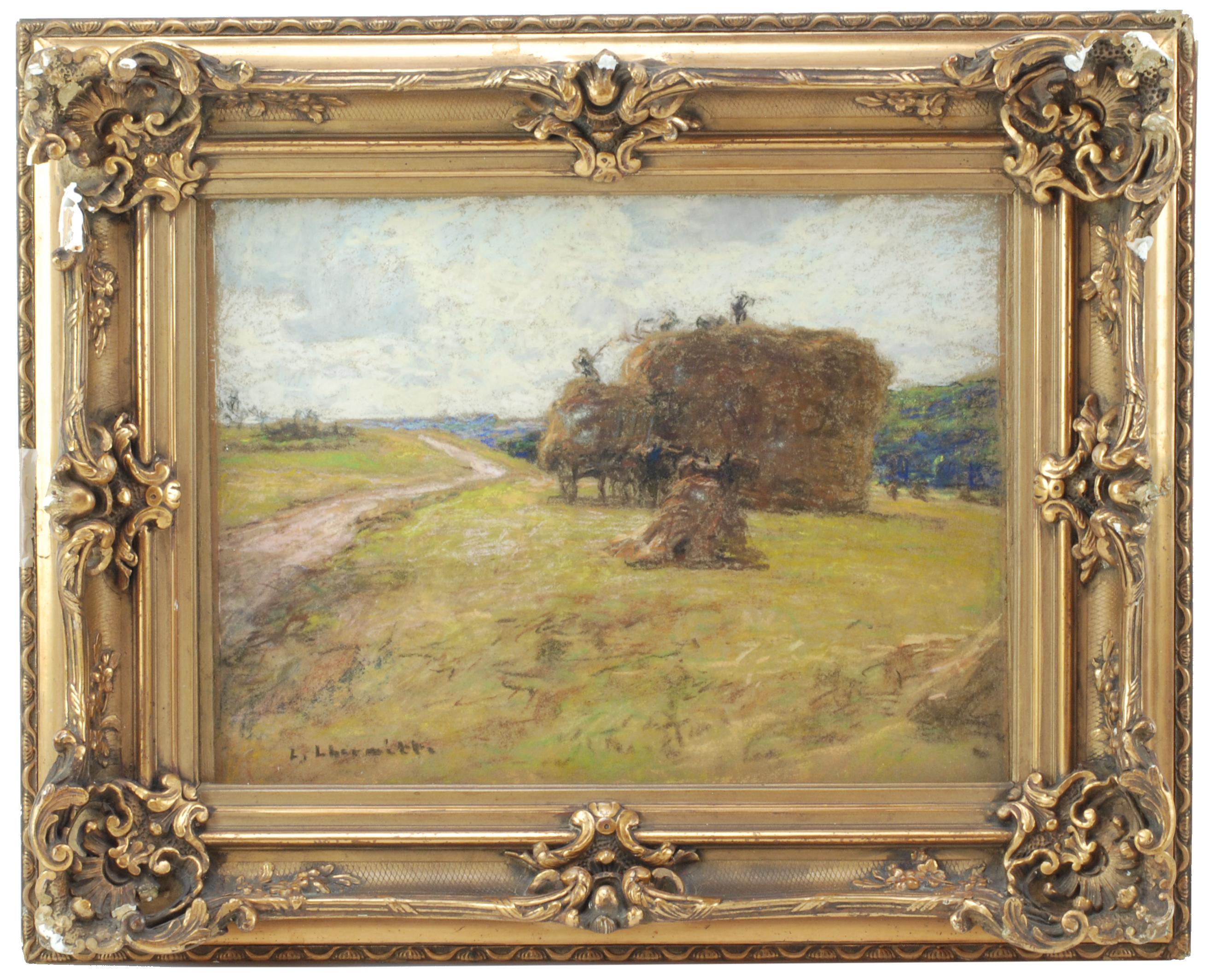 LÉON AUGUSTIN LHERMITTE (1844-1925), Carro de heno, Pastel