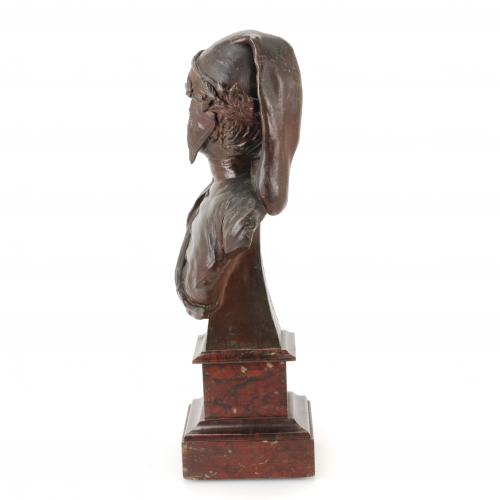 ESCUELA ITALIANA DEL SIGLO XX, Busto de Dante., Bronce