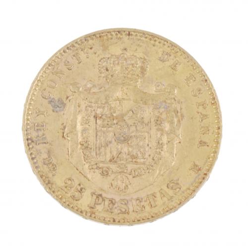 MONEDA EN ORO DE ALFONSO XII, 1877.