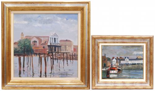 RAFAEL GRIERA (1934)"Honfleur" y Venecia.Óleo sobre lienzo