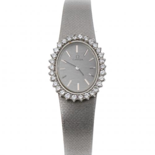 OMEGA.RELOJ-JOYA DE SEÑORA EN ORO BLANCO Y DIAMANTES.