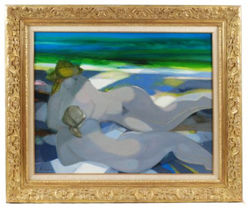 CAMILLE HILAIRE (1916-2004)"Sur la plage"Óleo sobre lienzo