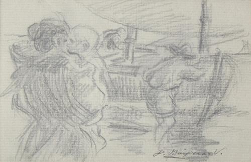 DIONIS BAIXERAS (1862-1943), Escenas marineras, Dibujo a lá