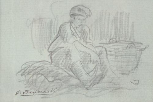 DIONIS BAIXERAS (1862-1943), Escenas marineras, Dibujo a lá