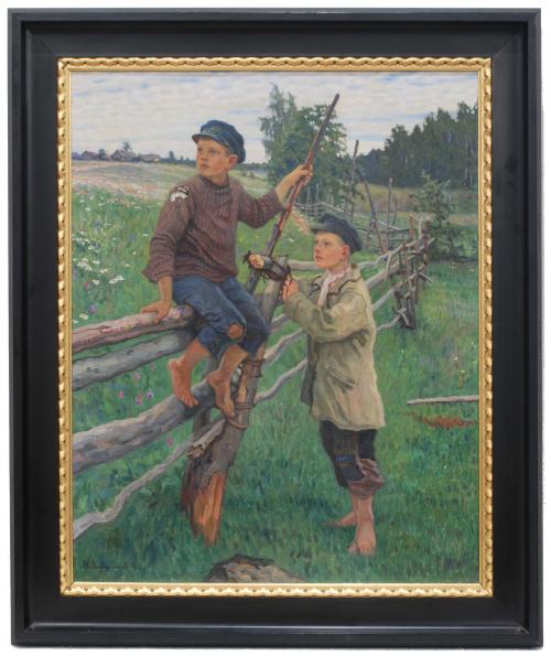 NIKOLAJ P. BOGDANOV-BELSKY (1868-1945). Muchachos en el campo.