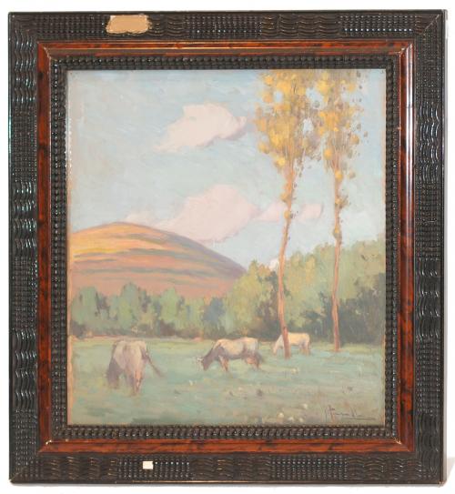 JOAQUIM TERRUELLA MATILLA (1891 – 1957)Campo con vacasÓleo sobre tabla