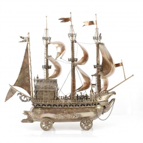 MAQUETA DE BARCO PLATA, SIGLO XX