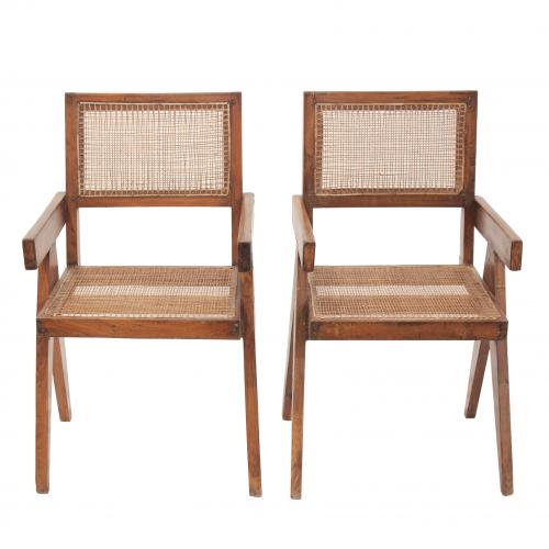 PIERRE JEANNERET (GINEBRA, SUIZA, 1896-1967)"Office cane chairs", pareja de sillones, circa 1956.