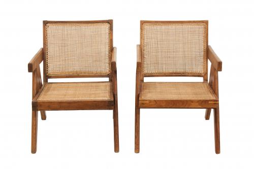 PIERRE JEANNERET (GINEBRA, SUIZA, 1896-1967)"Easy Armchairs", pareja de sillones, circa 1955.