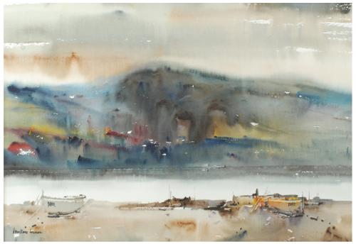 Watercolour on paper.Signed.44 X 65 cm.