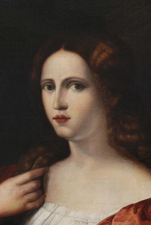 ESCUELA ITALIANA DEL SIGLO XIX, "La bella"., Óleo sobre lie