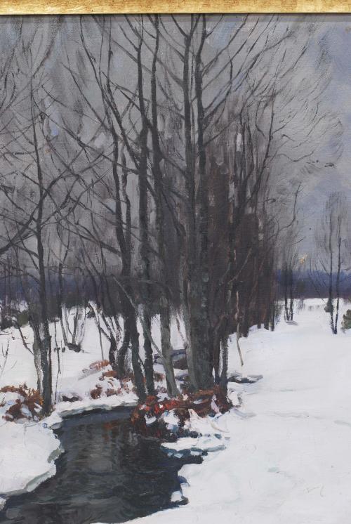 STANISLAW ZUKOWSKI (1873-1944), Paisaje nevado., Óleo sobre