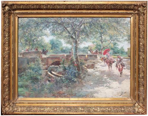 Oil on canvas.Signed, dated and located on the lower right corner, Sanlucar 1907.Relining and small losses of painting.66 x 95,5 cm. and 91 x 117 cm. (frame). 