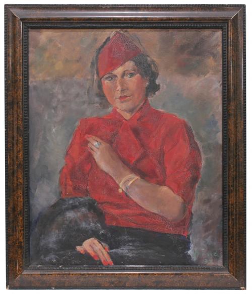 ENRIC PINET PAMIES (1912-1974). "MUJER DE ROJO", 1936¿?.