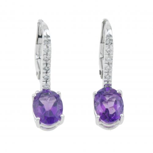 PENDIENTES CON AMATISTA Y DIAMANTES.