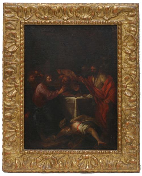 ESCUELA ITALIANA DEL SIGLO XVII. "María Magdalena lavando los pies a Cristo".